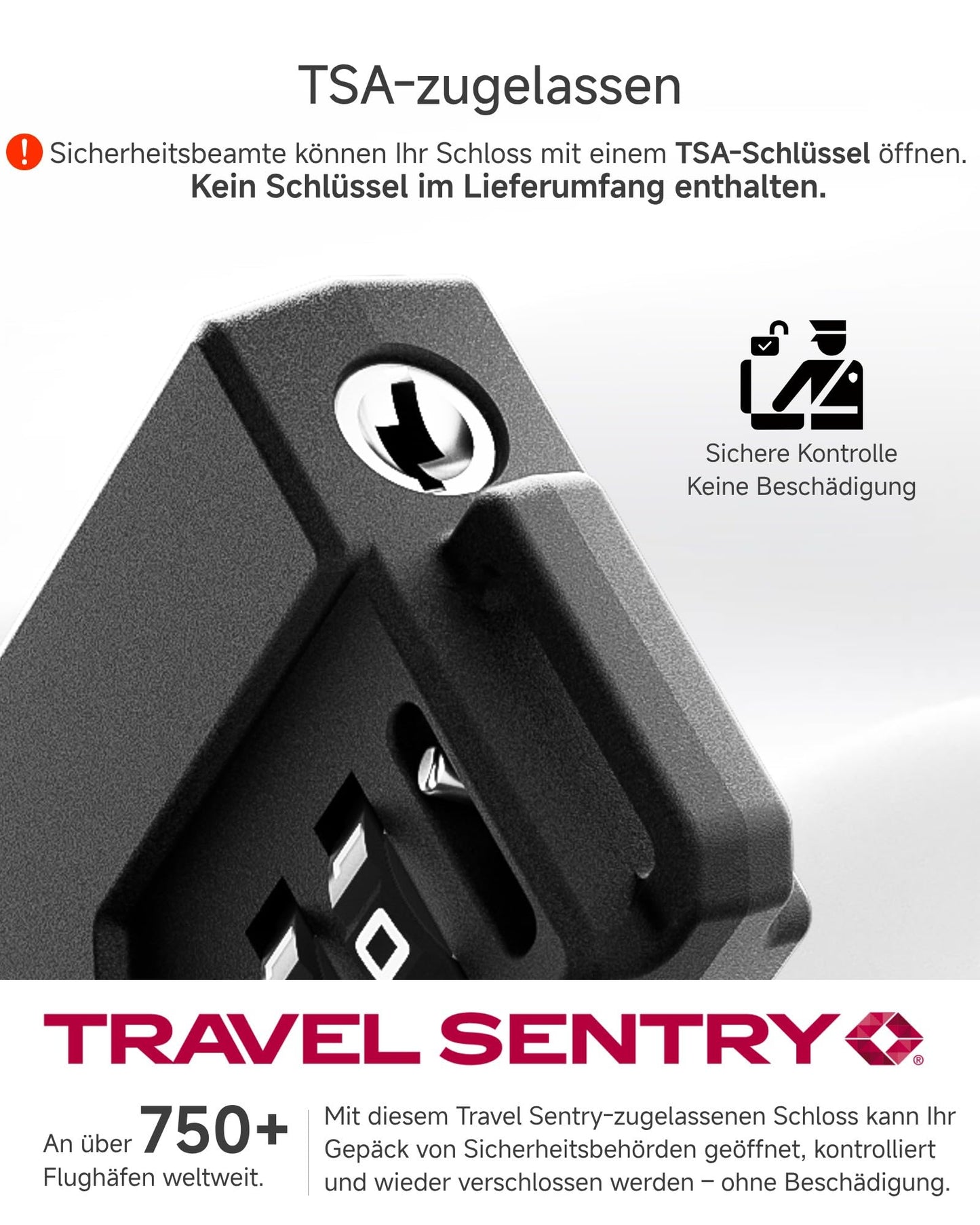 LUGGEX TSA Locks for Luggage, Suitcase Locks TSA Approved, Luggage Locks, Gift Box, Ease of Use & Durable(Black,2 Pack)