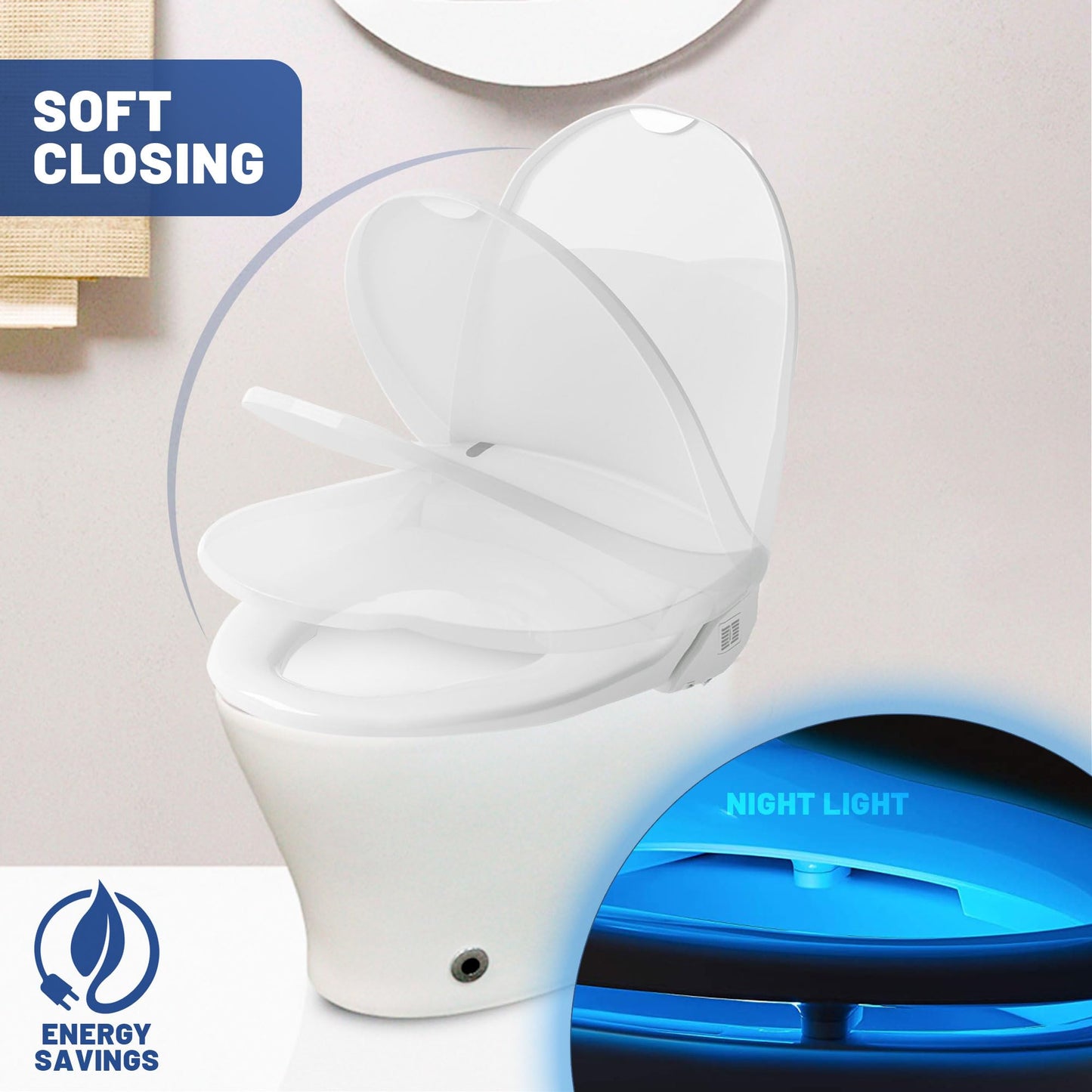 Ivyel J-2R Smart Electric Bidet for Toilet Seat,For Elongated toilet,Warm water,Heated bidet toilet seat,Remote Control,Heated Dryer,Child Function,Stainless Steel Self-Cleaning Nozzle,LED Night Light