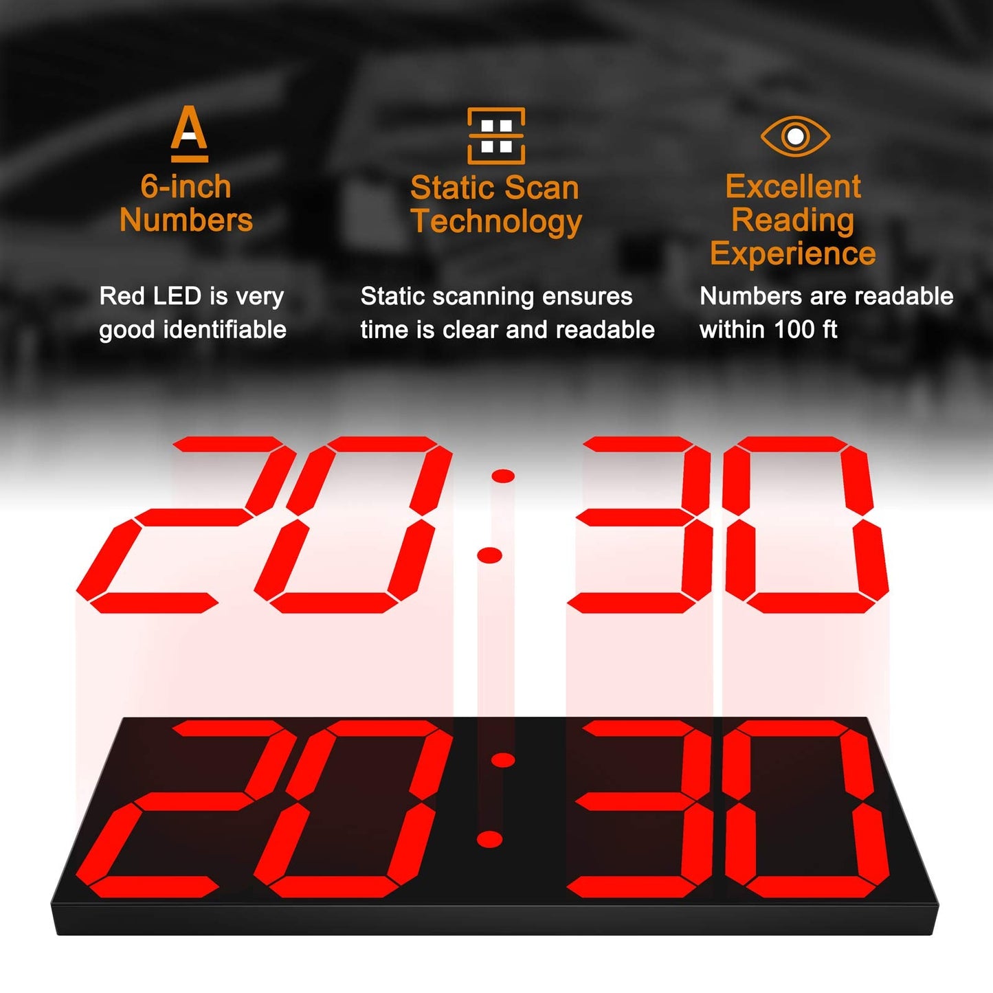 CHKOSDA LED Large Digital Wall Clock, Oversize Wall Clock with 6” Numbers, Remote Control Count up/Countdown Timer Clock, Auto Dimmer, Big Calendar and Thermometer(Red)