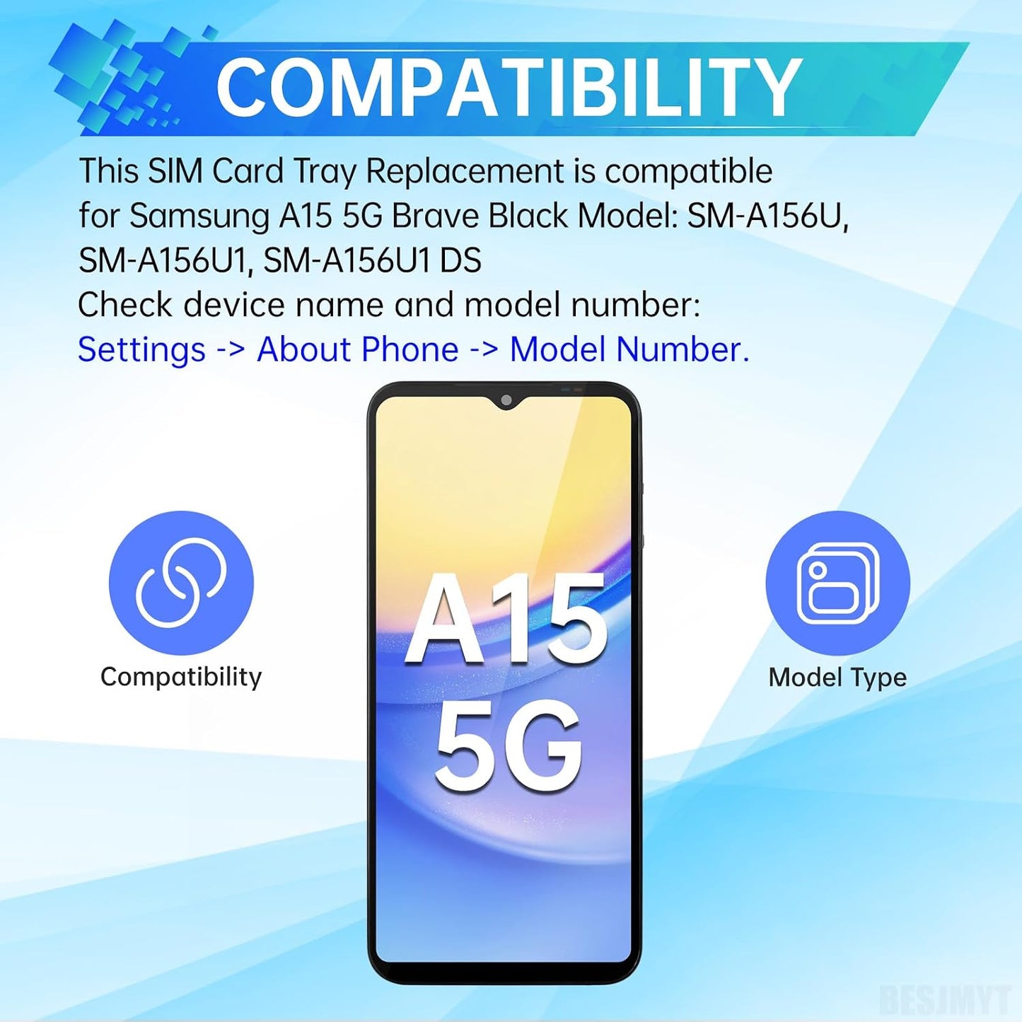 A15 5G A15 5G SM-A156U SM-A156U1 SM-A156U1 Sim Card Tray Replacement for Samsung Galaxy (Single SIM Version) Brave