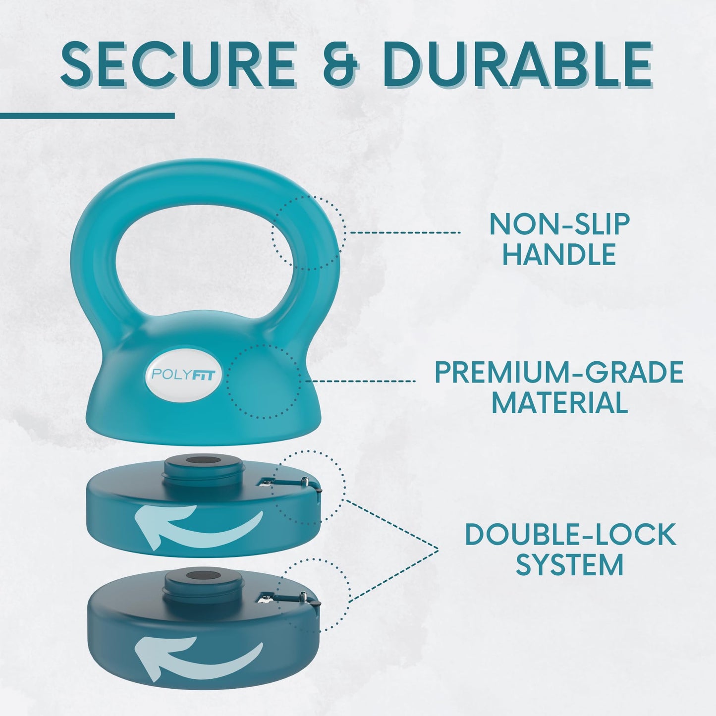 Polyfit Adjustable Kettlebell | 5 lb - 12 lb | Kettlebell Weights Set for Home Gym (TEAL)