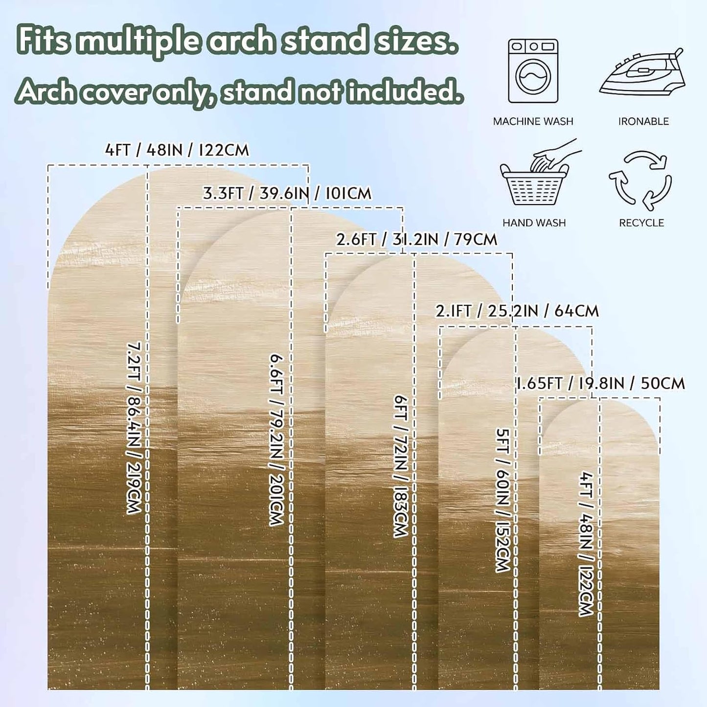 Jnbasdffb 7.2 Brown Ombre Wedding Arch Cover, Stretchy Spandex Arch Backdrop Stand Covers FT, Modern Abstract Art Ocean