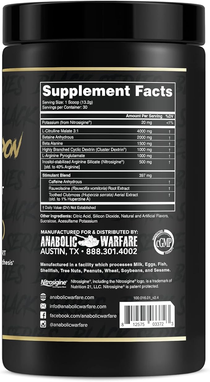 Anabolic Warfare Nuclear Armageddon Pre Workout Powder Pre-Workout for Men & Women with L-Citrulline, Beta Alanine Powder and Caffeine (Ballistic Berry Lemonade - 30 Servings)