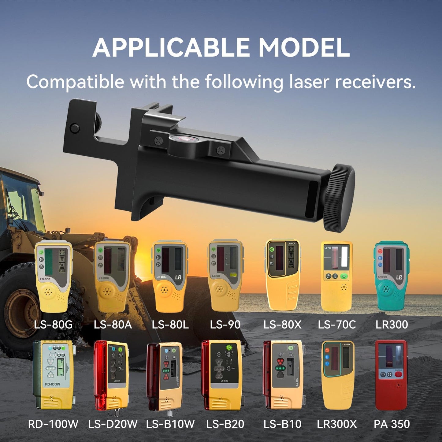312890112 Holder 6 Laser Receiver Bracket for LS-50B,LS-70A,LS-70B,LS-70C,LS-80A,LS-80B,LS-80G,LS-80L,LS-80X,LS-90,LS-B10,LS-B10W,LS-B20,LS-B20W,RD-100W,LR200,LR300,LR300X and PA 350 Laser Level