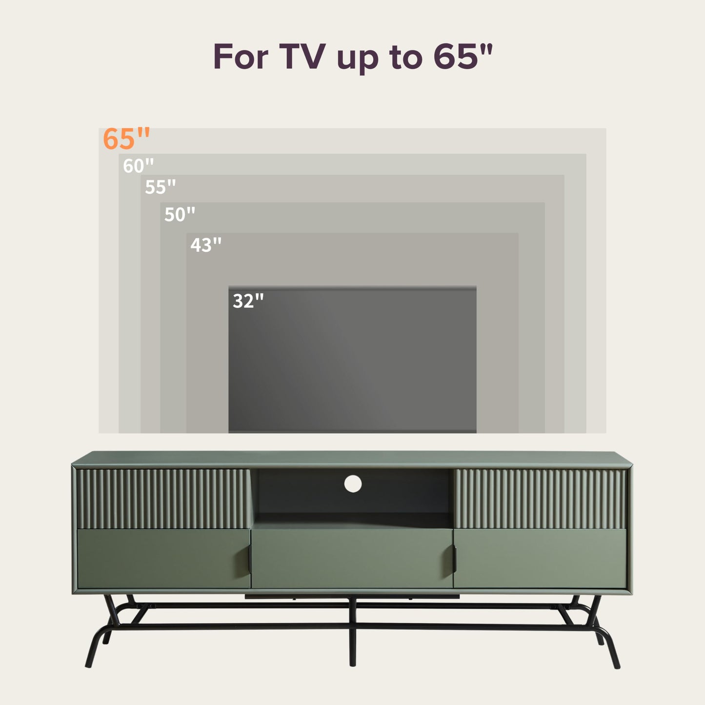 24/7 Shop at Home Quin Modern TV Stand with Storage Drawers, Media Console Cabinet, Entertainment Center for 65 inch Television, Unique Living Room Furniture, Sage Green