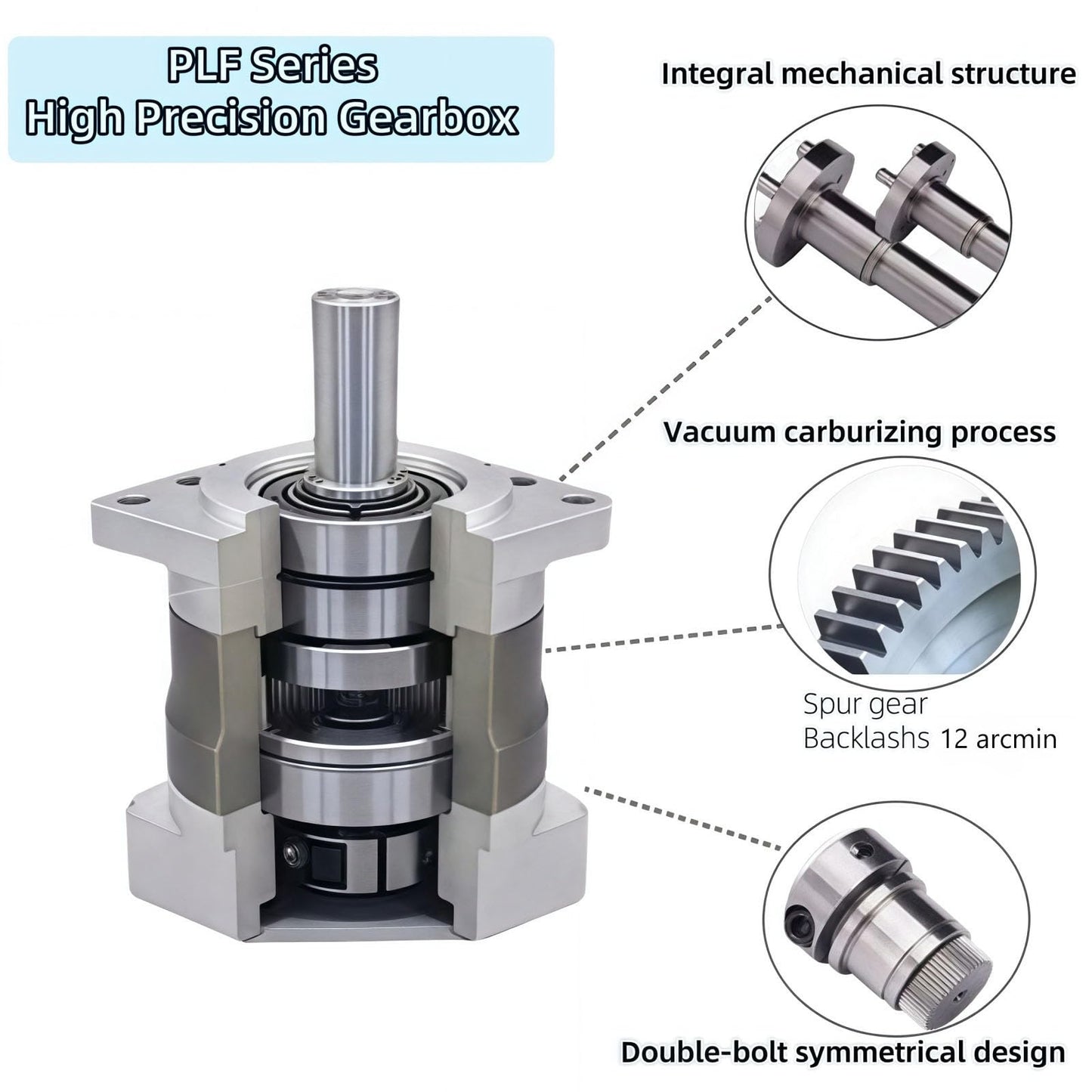 Planetary Gearbox Speed Reducer Gear Head Ratio 100 :1 Backlash <12 arc-min for 19mm Input Shaft 750w 80mm Servo Motor, Planetary Reducers 3500RPM Gear Box Reducer for CNC Lathe Machine Reducer