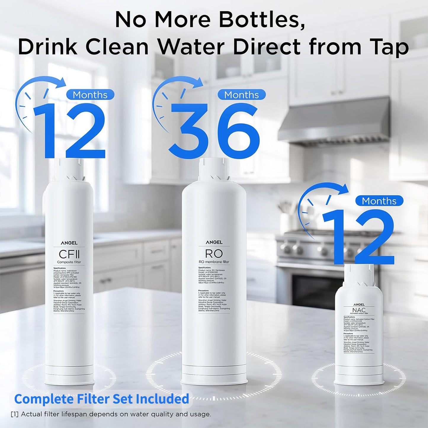 ANGEL X2 Tankless Reverse Osmosis Water Filter System, 700GPD, Removes 99% PFAS, Tested to NSF/ANSI 58, 42 & 372 Standards, 2.5:1 Pure to Drain, Reduce Chlorine, TDS, Under Sink RO System with Faucet