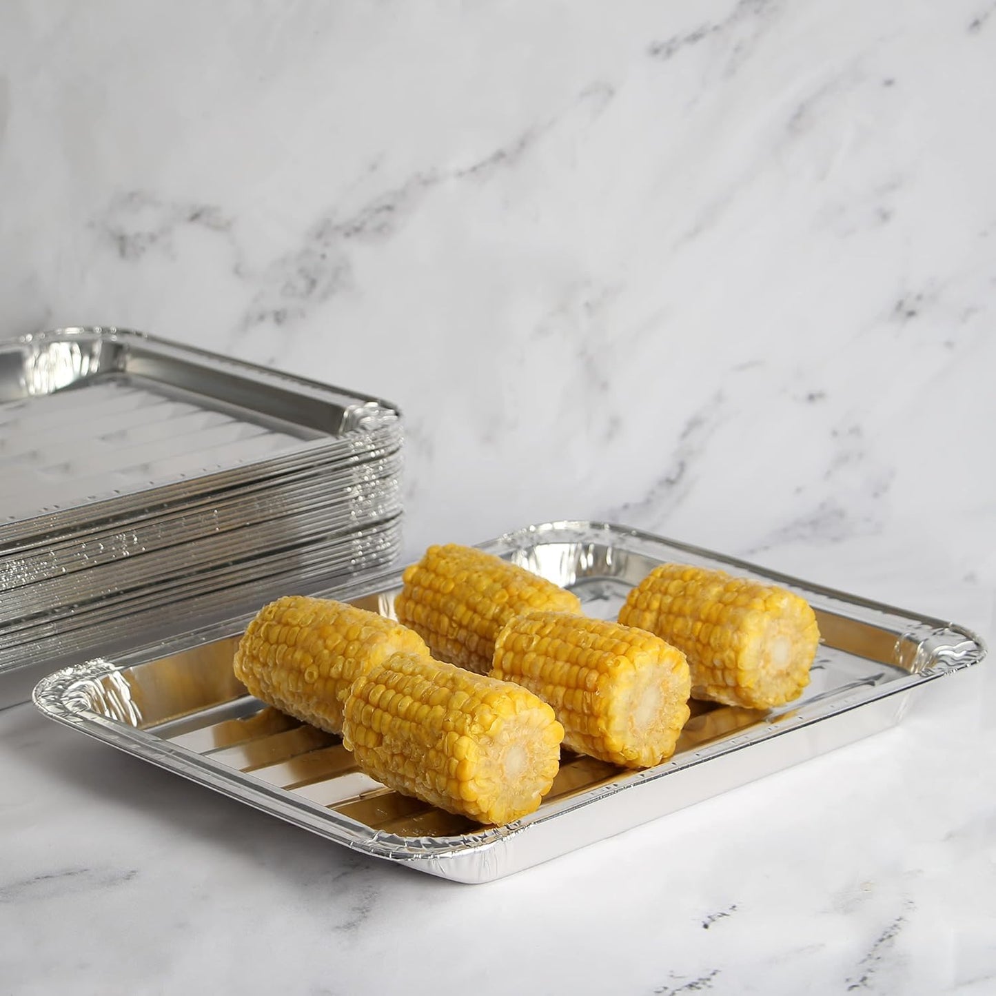 Party Bargains Aluminum Broiler Pans - Heavy-Duty 12 Pack for BBQ & Catering | Ribbed Bottom for Even Heat