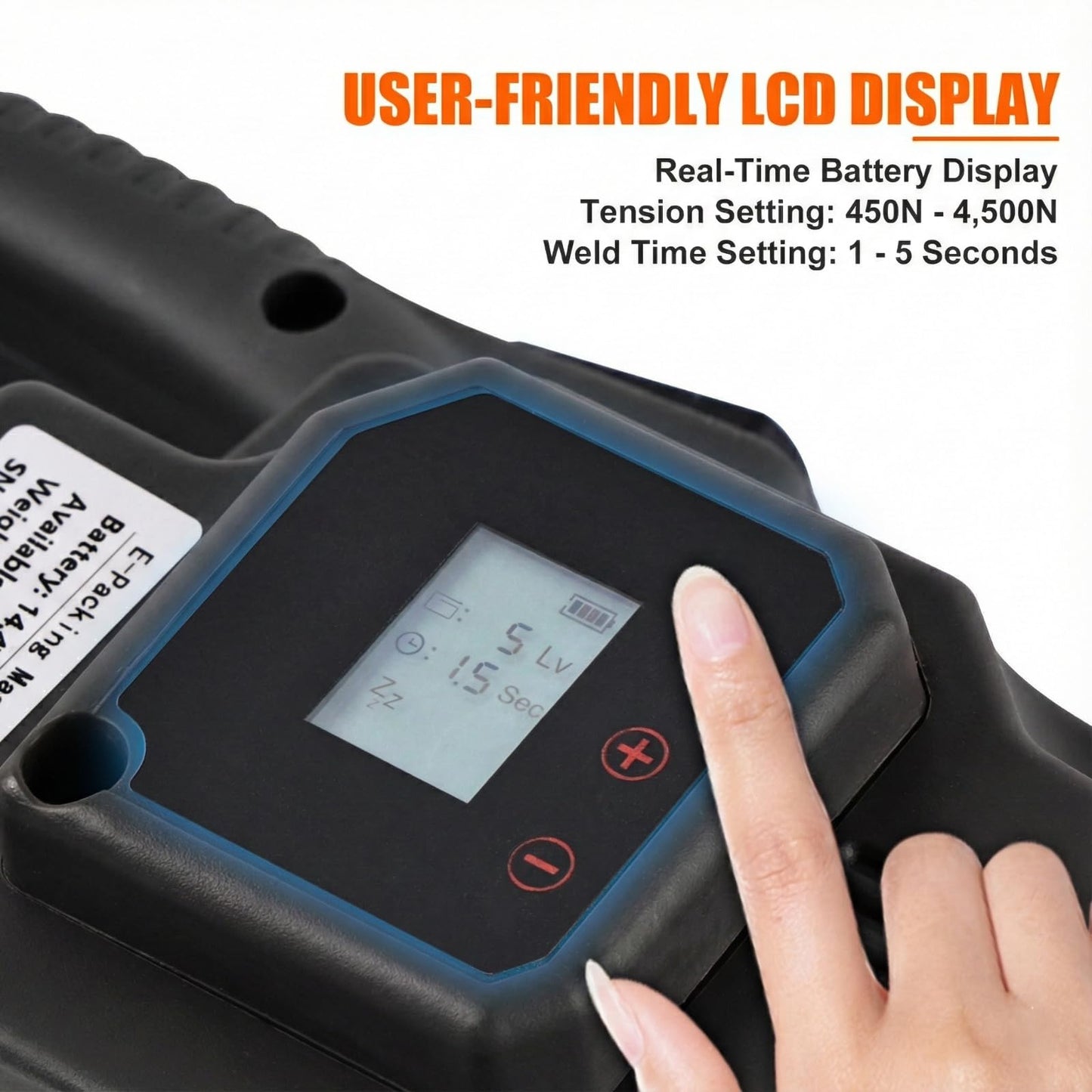 Electric Strapping Machine – 4,500N Tensioner, LCD Display, 4,000mAh Battery, Automatic Portable Banding Tool Kit for 1/2–5/8" PET/PP Straps, Pallet & Box Packaging (Black, 2 x 4,000 mAh Battery)