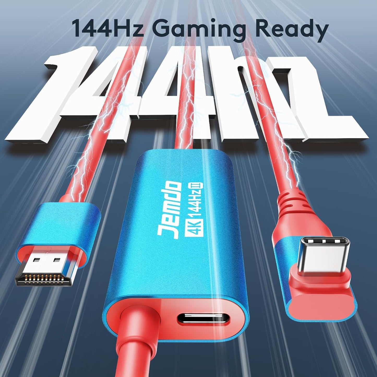 JEMDO 2 Station,4K@144Hz 48Gbps 2.1 6.6 ft,100W 2 V21.0.0) /2017/OLED Switch Right Angle HDMI Cable Dock USB C to HDMI