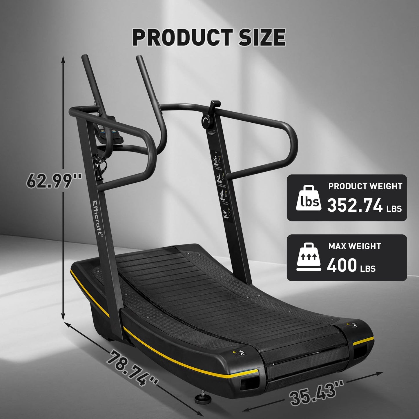 Curved Manual Treadmill - 8-Level Resistance Adjustment & LCD Display, Non-Electric Fitness Equipment for Home/Gym, Cardio & Anaerobic Training