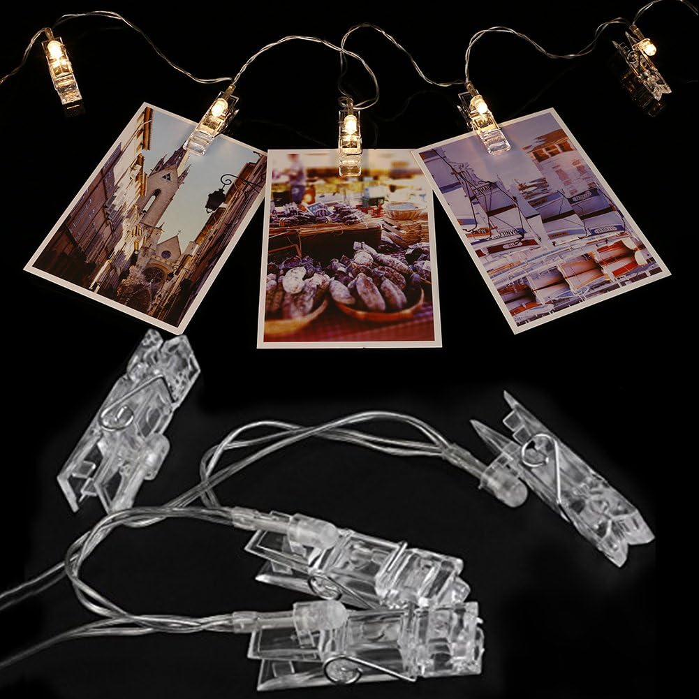Twinkle Star 10ft Photo Clip String Lights - Battery Operated Fairy Lights for Pictures & Cards | Warm White Decor