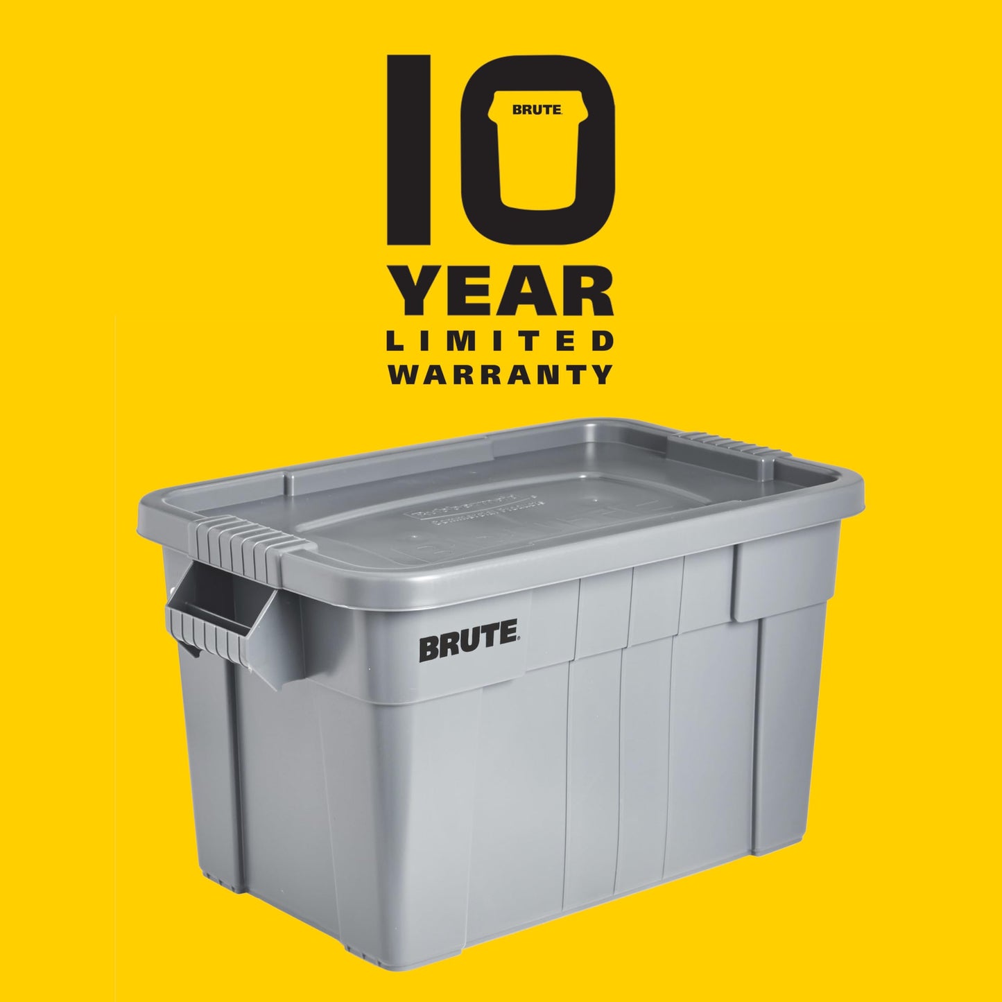 Rubbermaid Commercial Products BRUTE Tote Storage Bin with Lid, 20-Gallon, Gray, Rugged/Reusable Boxes for Garage/Moving/Camping/Basement Storage/Kitchen/Warehouse/Outdoor, Pack of 1
