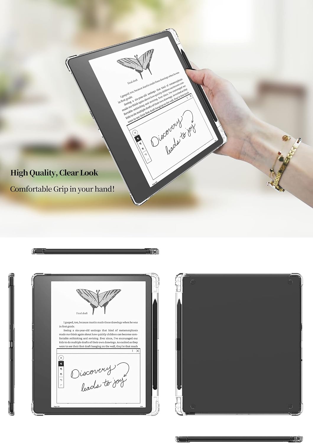 KEEXYICC 10.2" (2024 2022 Clear Case Compatible with Kindle Scribe Release/ Release) Skin Cover with Pen Holder