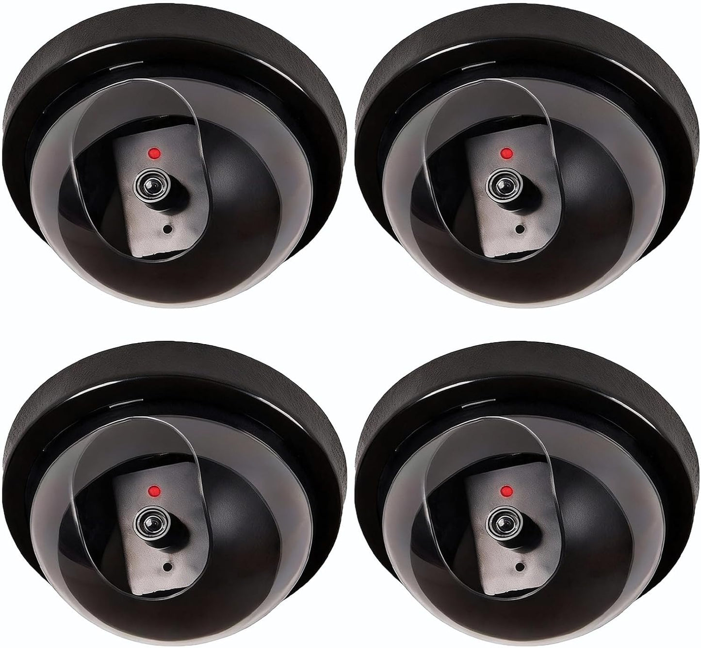 WALI Dummy (SD-4), 4 Packs, Fake Security CCTV Dome Camera with Flashing Red LED Light with Security Alert Sticker