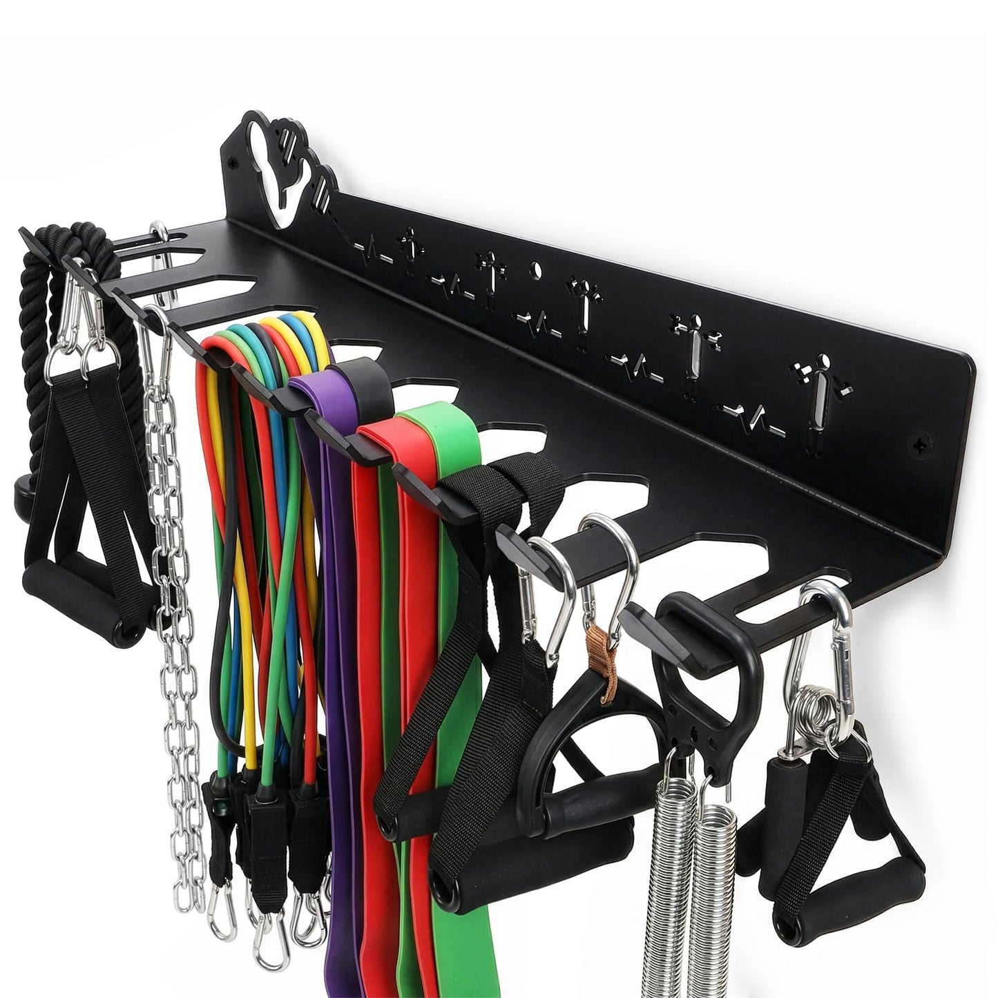 DEAYOU Home Gym Storage Rack Wall Mount, 9 Hook Gym Accessories Organization, Multi-Purpose Gym Equipment Hanger for Barbells, Resistance Bands, Jump Ropes, Lifting Belt, Row Handles, 16.5"