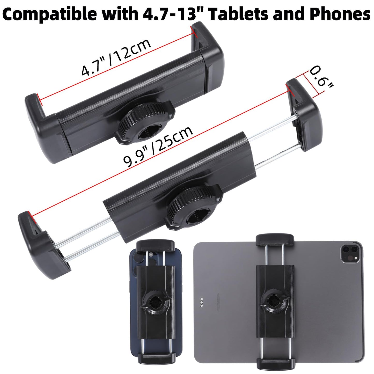 FPN Spin Bike Tablet Holder for iPad, Phone Holder Stand Exercise Bike Handlebar Mount for Treadmill Stationary Bicycle Elliptical Spin Bike Stroller Mic Stand, Compatible with iPad, iPhone (4.7-13")
