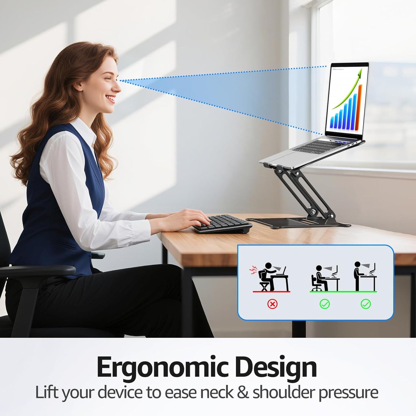 Urmust 10-15.6"(Black) Laptop Notebook Stand Holder Adjustable Laptop Stand Portable Computer Riser Compatible