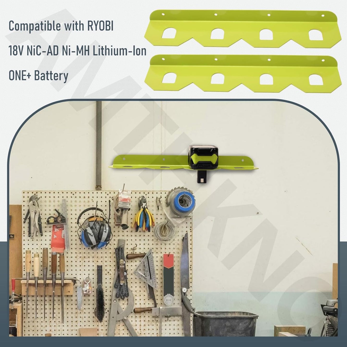 AMTHKNO 2 4 18V Pcs Upgrade Aluminum Alloy Battery Holder Slot Mounting Organizer Compatible with RYOBI NiCAD NiMH