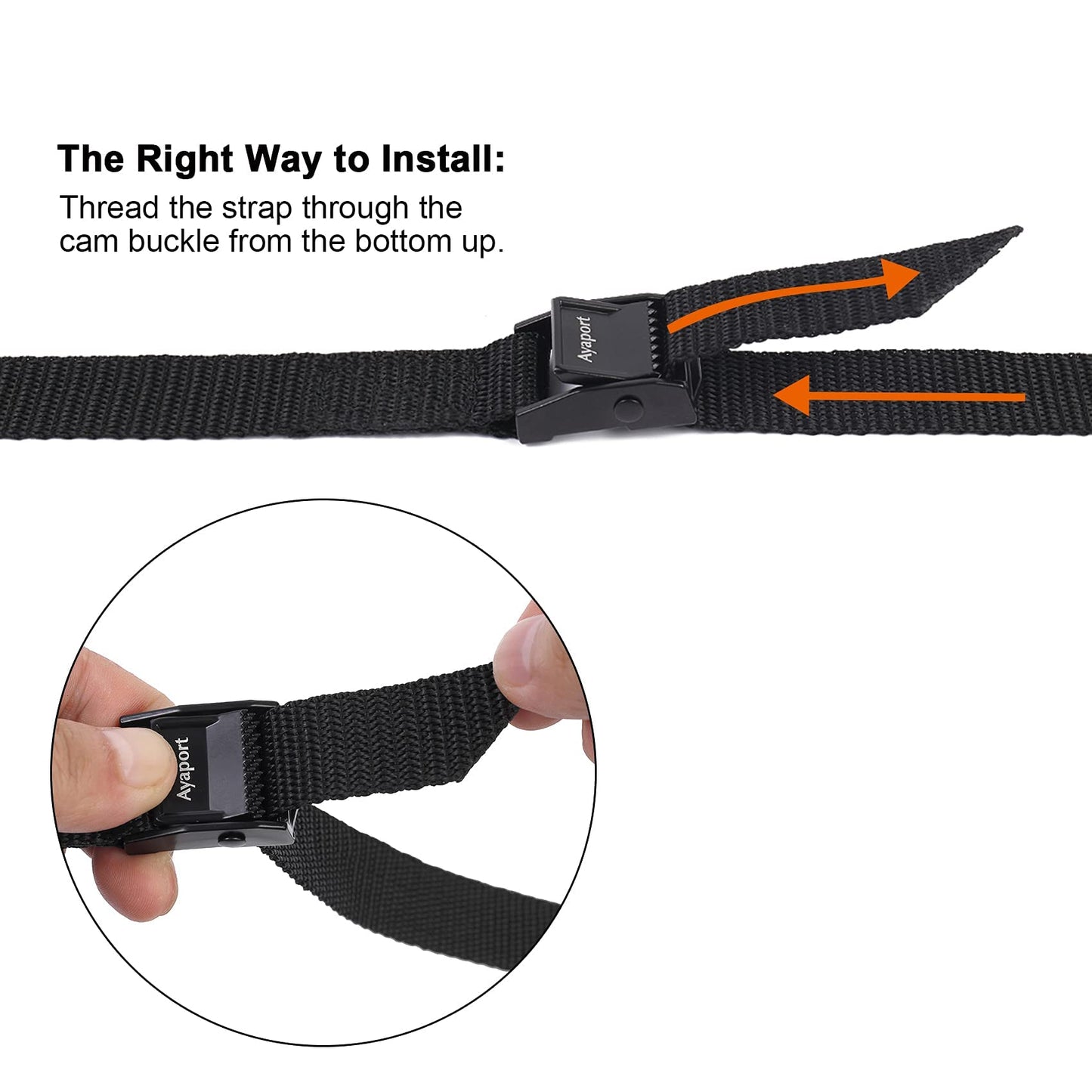 Ayaport Lashing Straps with Buckles Adjustable Cam Buckle Tie Down Cinch Strap for Packing Black 4 Pack
