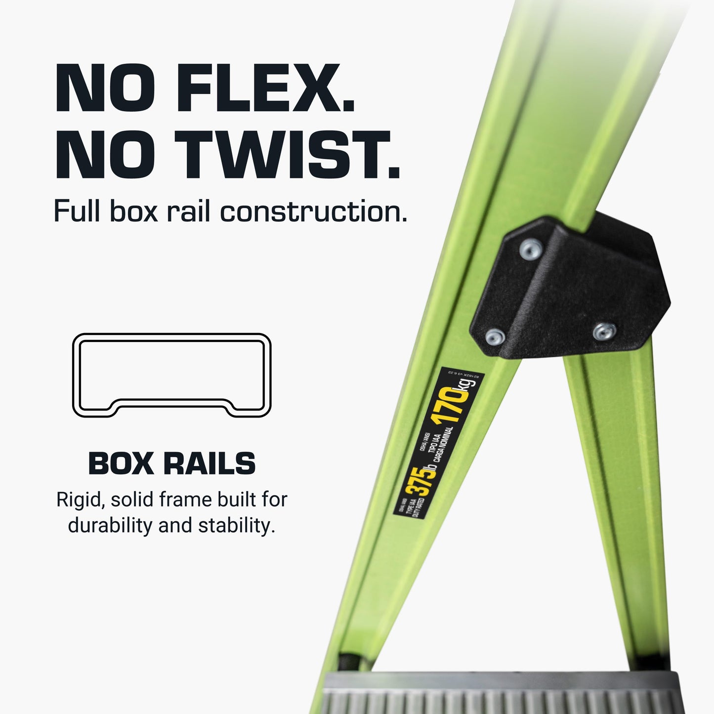Little Giant Ladders, MightyLite 2.0, 6' Stepladder with Ground Cue, Fiberglass, Type IAA, 375 lbs Weight Rating, (15406-001), Green