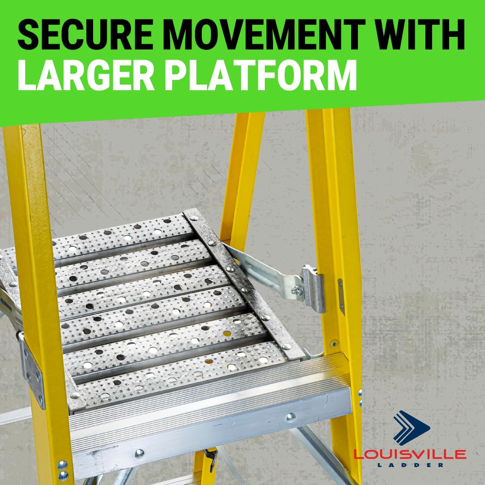 Louisville Ladder 4-Foot Fiberglass Platform to Leaning Ladder, 375-Pound Load Capacity, Type IAA, FCP1404HD