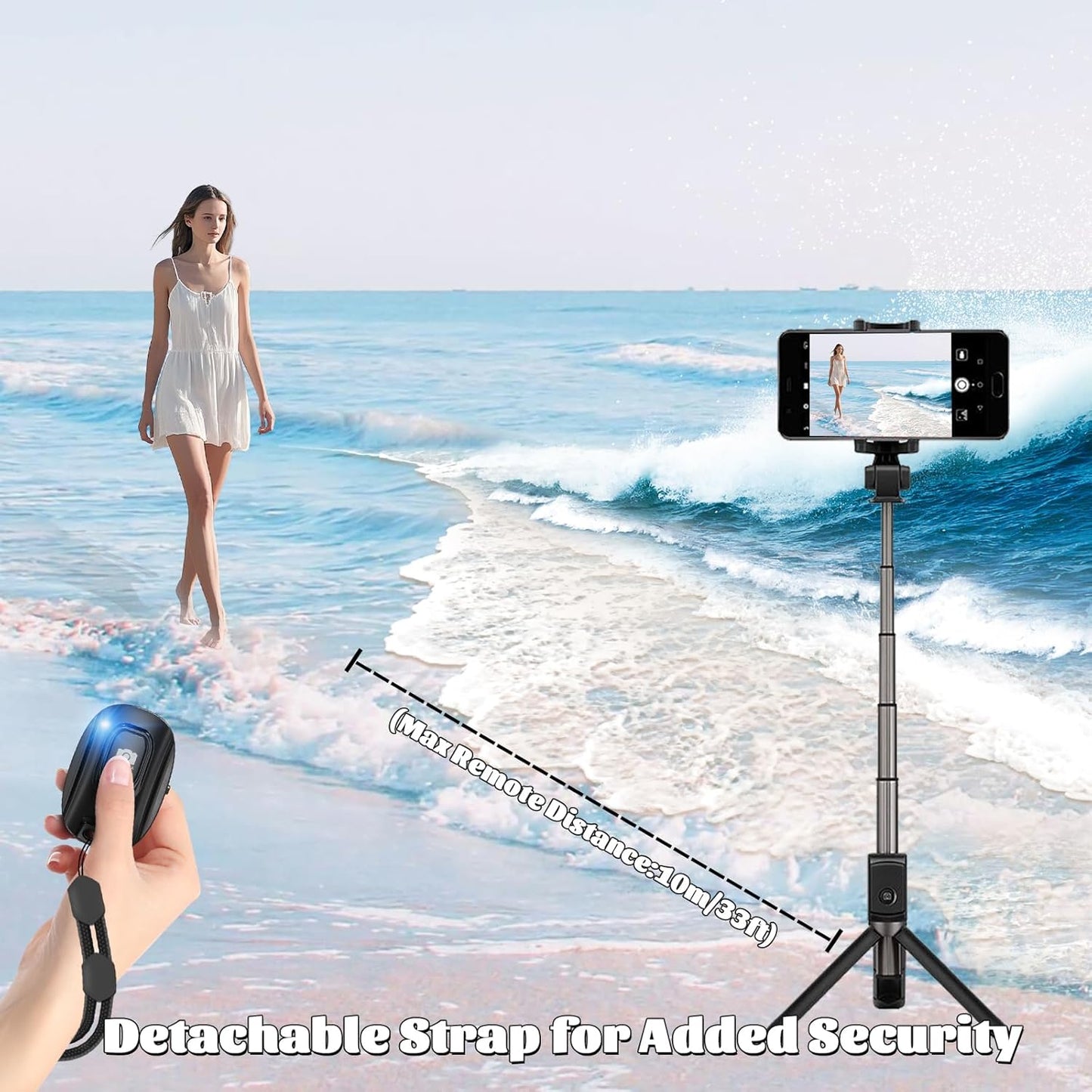 MAIRAN Rechargeable Wireless Camera Remote Shutter for iPhone and Android Smartphones, Bluetooth Phone Remote