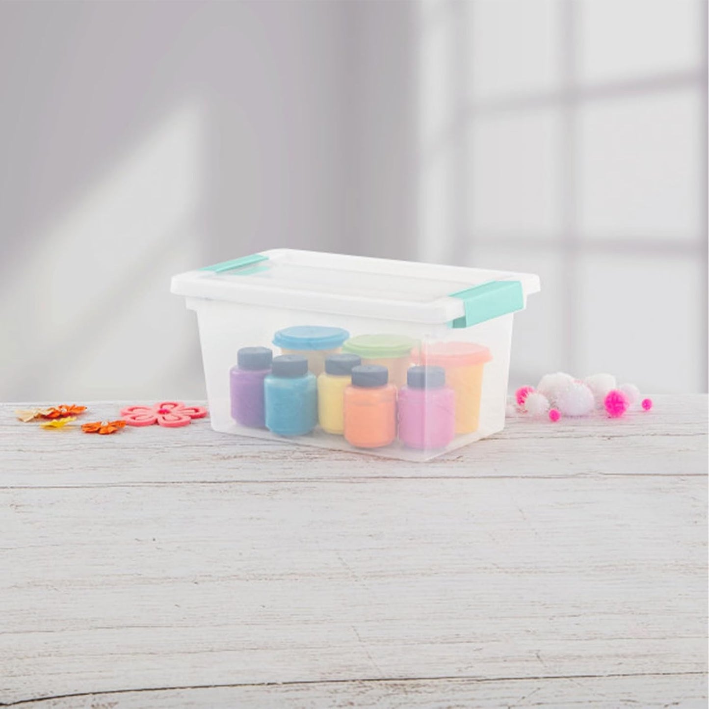 Sterilite Medium Clip Box - Stackable Storage Bin with Latching Lid for Organizing Home & Office | Clear