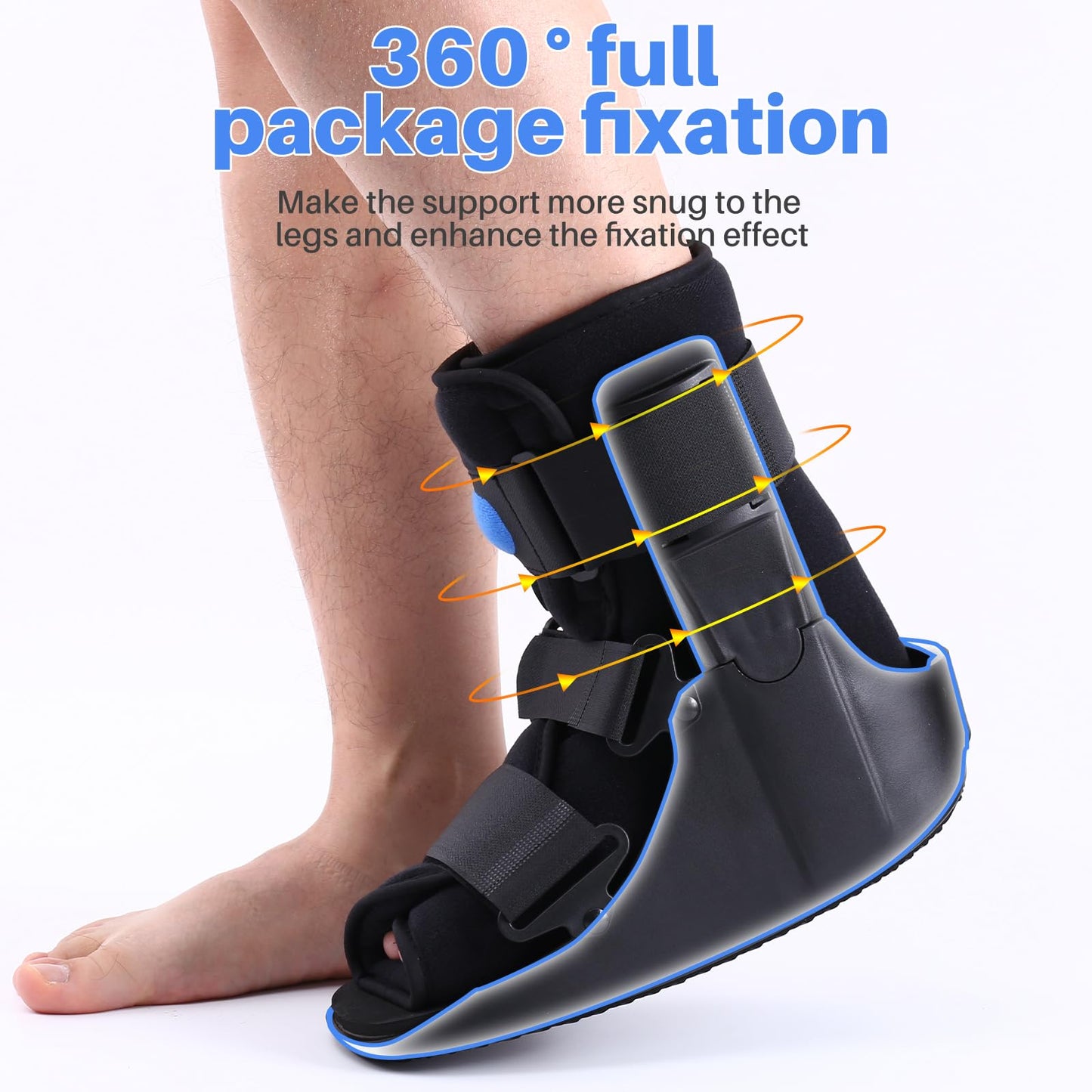 Veanvoky Inflatable Walking Boot, Air Cam Walker Fracture Boot Orthopaedic boot for Sprained Ankle, Short Air Walker Brace for Broken Foot Achilles Tendon Injury Black (Medium)
