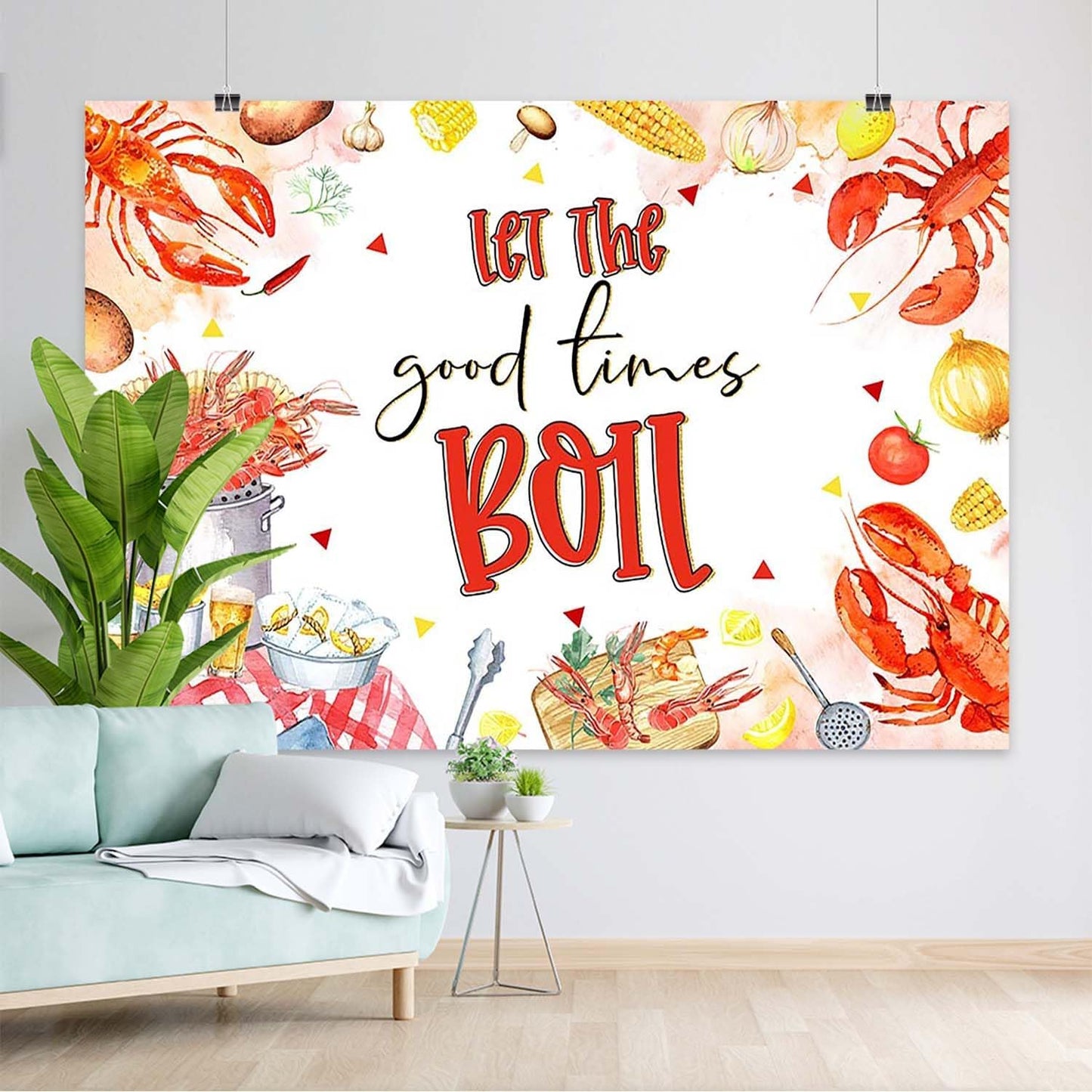 Joliaco (10x7ft) Crawfish Boil Theme Backdrop Seafood Boil Any Occasion Birthday Photography Background Let The Good