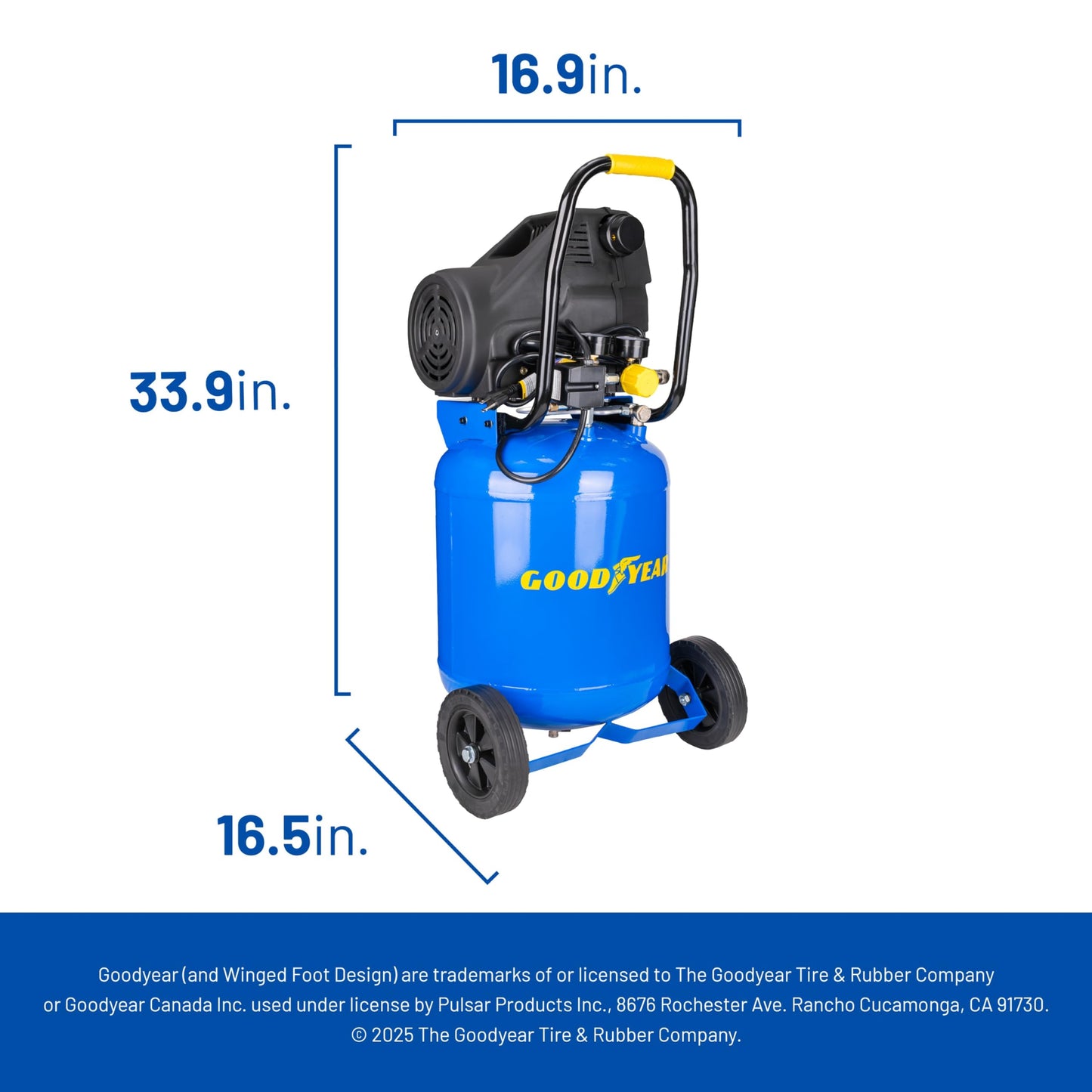 Goodyear 10 Gallon 150 PSI Oil Free Portable Vertical Electric Air Compressor