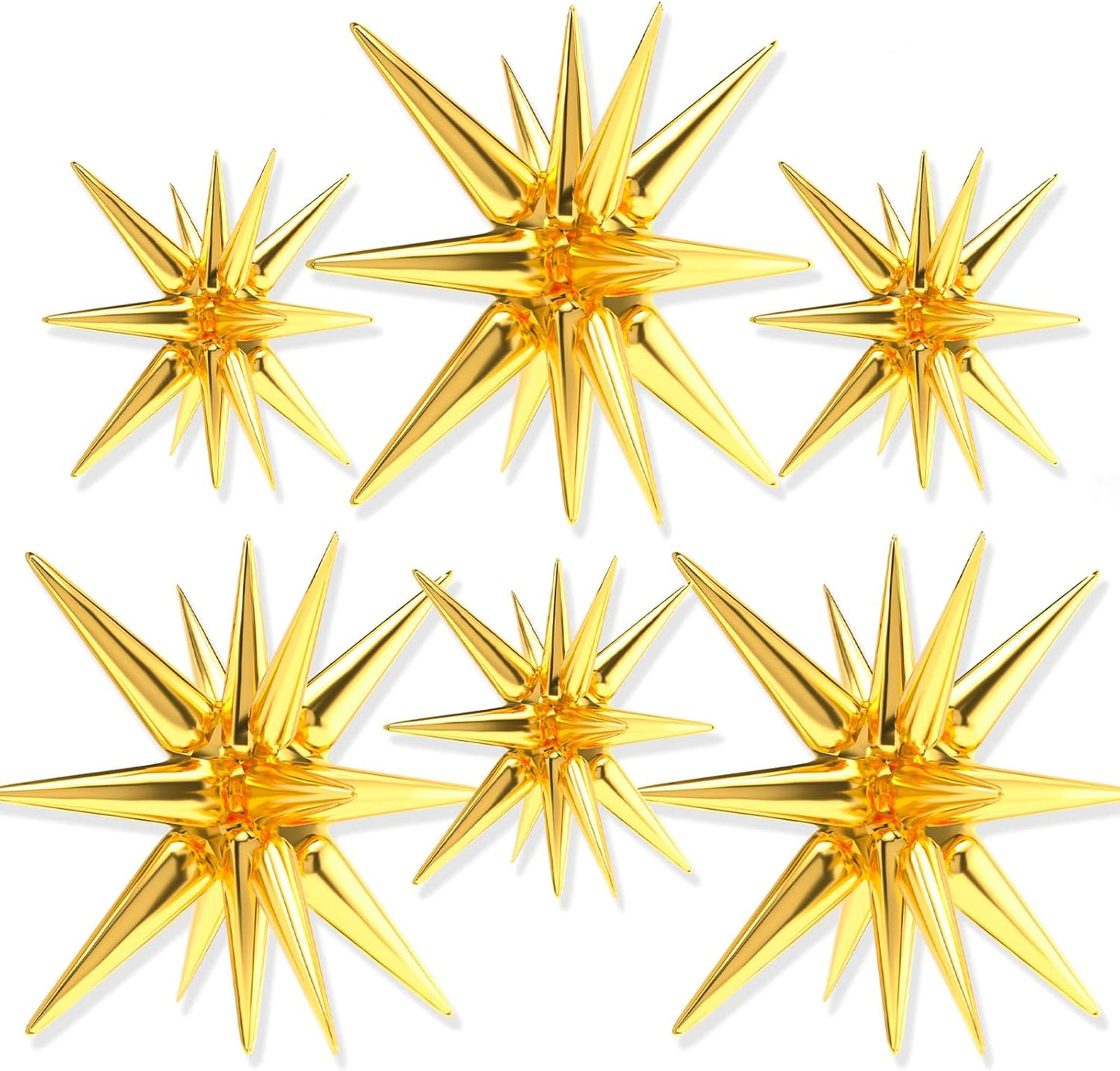 PartyWoo Metallic Gold Star Foil Balloons - 6 Different Sizes | 22-Inch Mylar Balloons for Celebrations