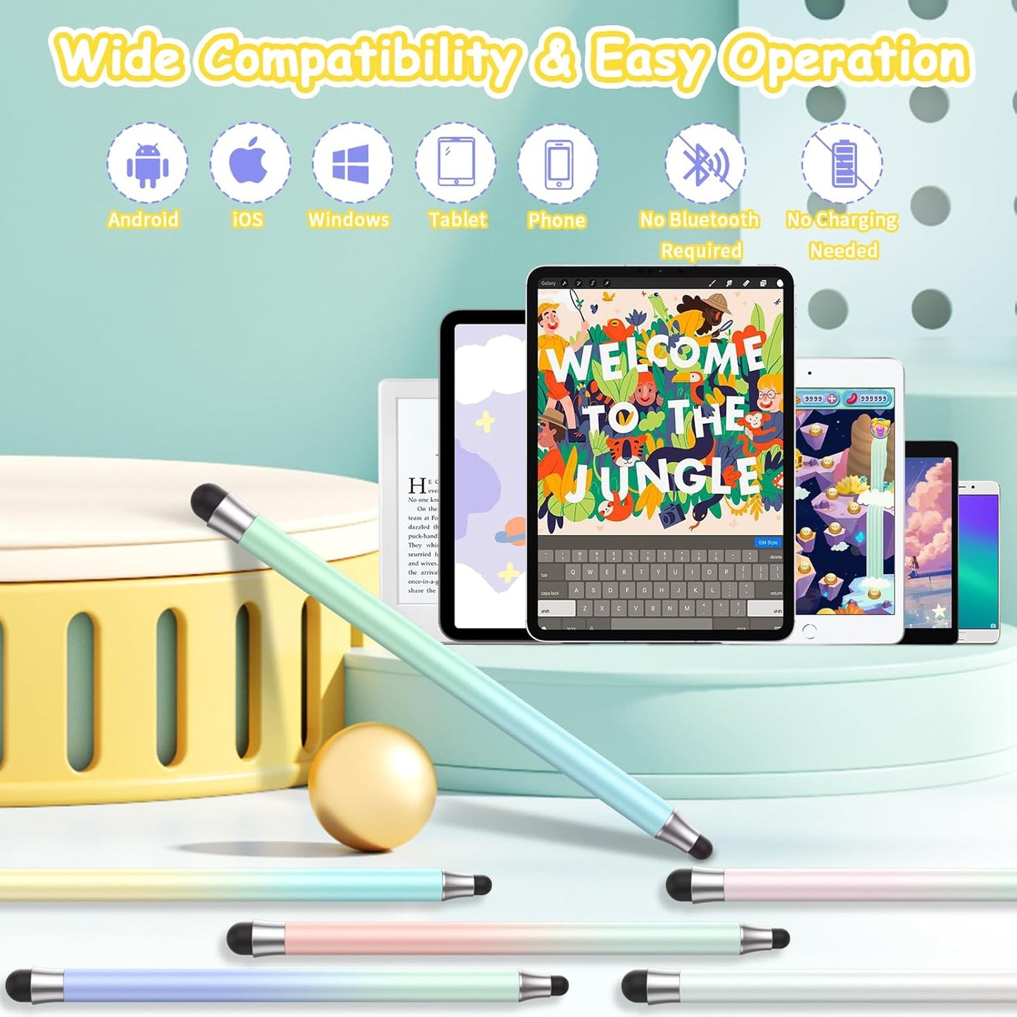 maylofi Stylus Pen for Touch Screens, Compatible with All Capacitive Touch Screens, Precision Rubber Tips& High