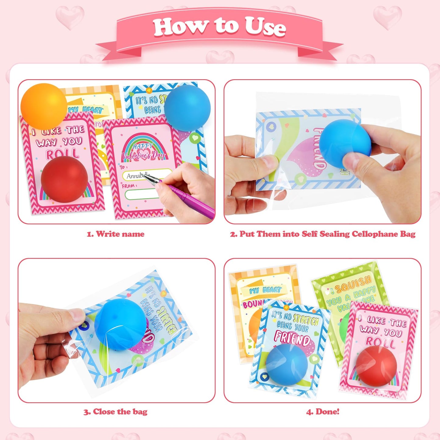 WEMEMORN Valentines Day Gifts for Kids, 32 Pack Valentine Cards for Kids Classroom with Stress Ball Stretchy Sensory Squeeze Toys, Valentine's Prizes Party Favor School Class Classroom Gifts Exchange