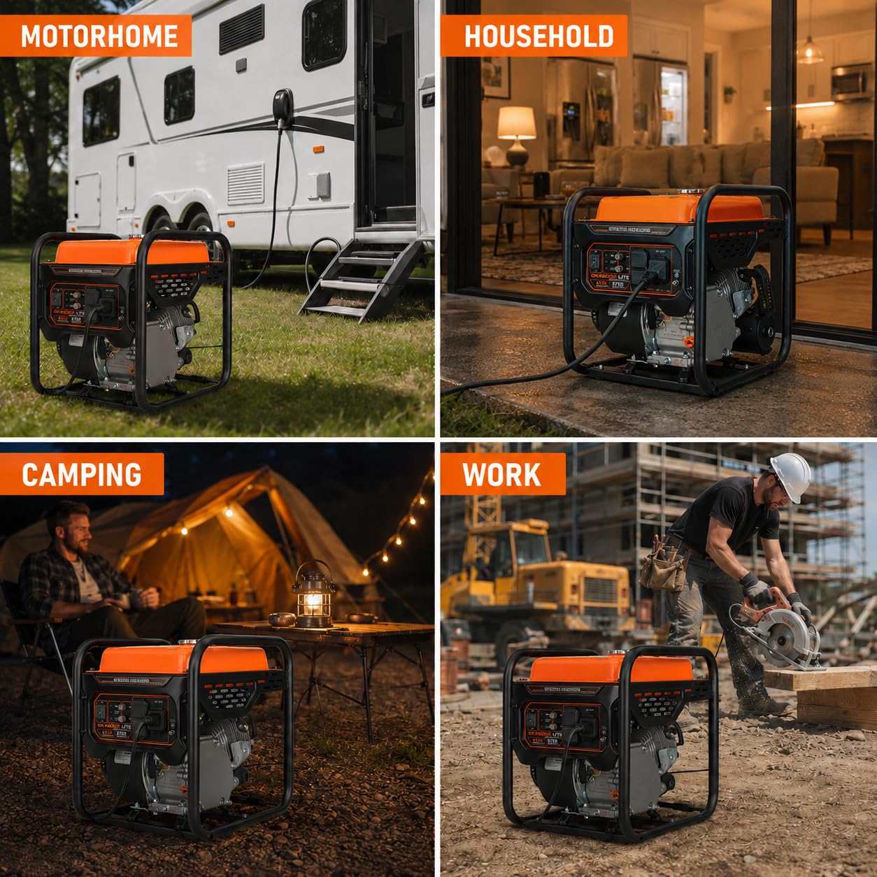 Genkins 4500 Watt Open Frame Inverter Generator 30 Amp Pure Sine Wave Noise Reduced 50% 56lbs EPA complied Gas Powered