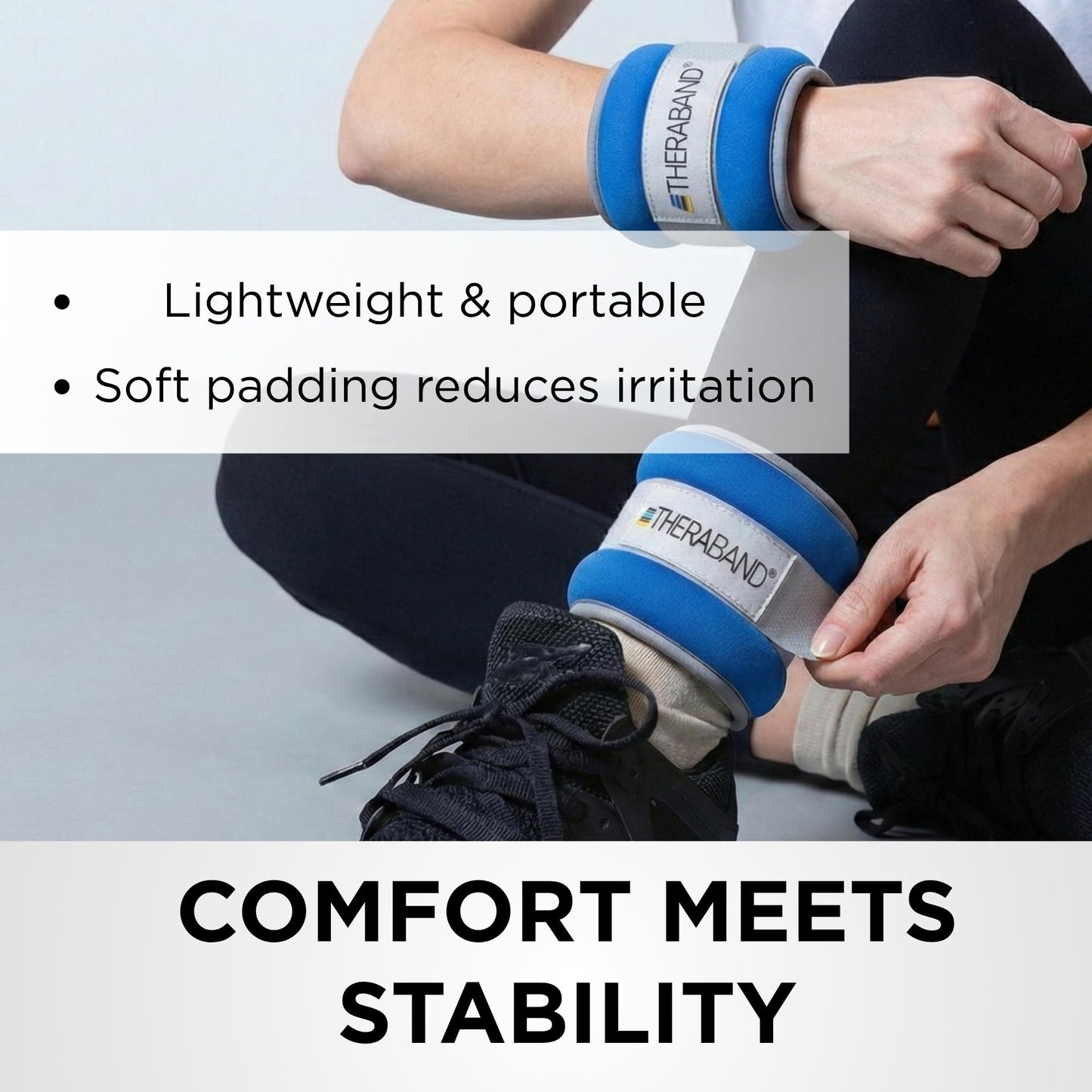 THERABAND Ankle Weights, Comfort Fit Wrist & Ankle Cuff Weight Set, Adjustable Walking Weights for Cardio, Home Workout, Ankle Strengthening & Physical Therapy, Blue, 2.5 lb. Each, Set of 2, 5 Pounds