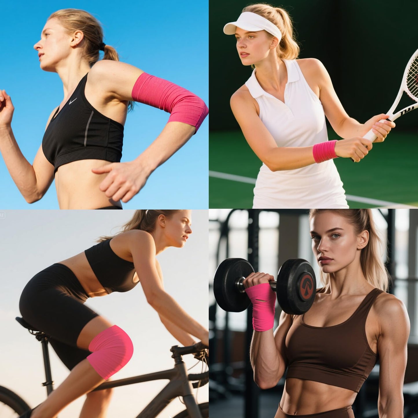 NUITPY 6 Pack Athletic Tape, Pink Sports Tape, Easy Tear Wrist Tape, Strong Adhesion Tapes for Boxing, Gymnastics, Hockey, Soccer, Lacrosse and First Aid