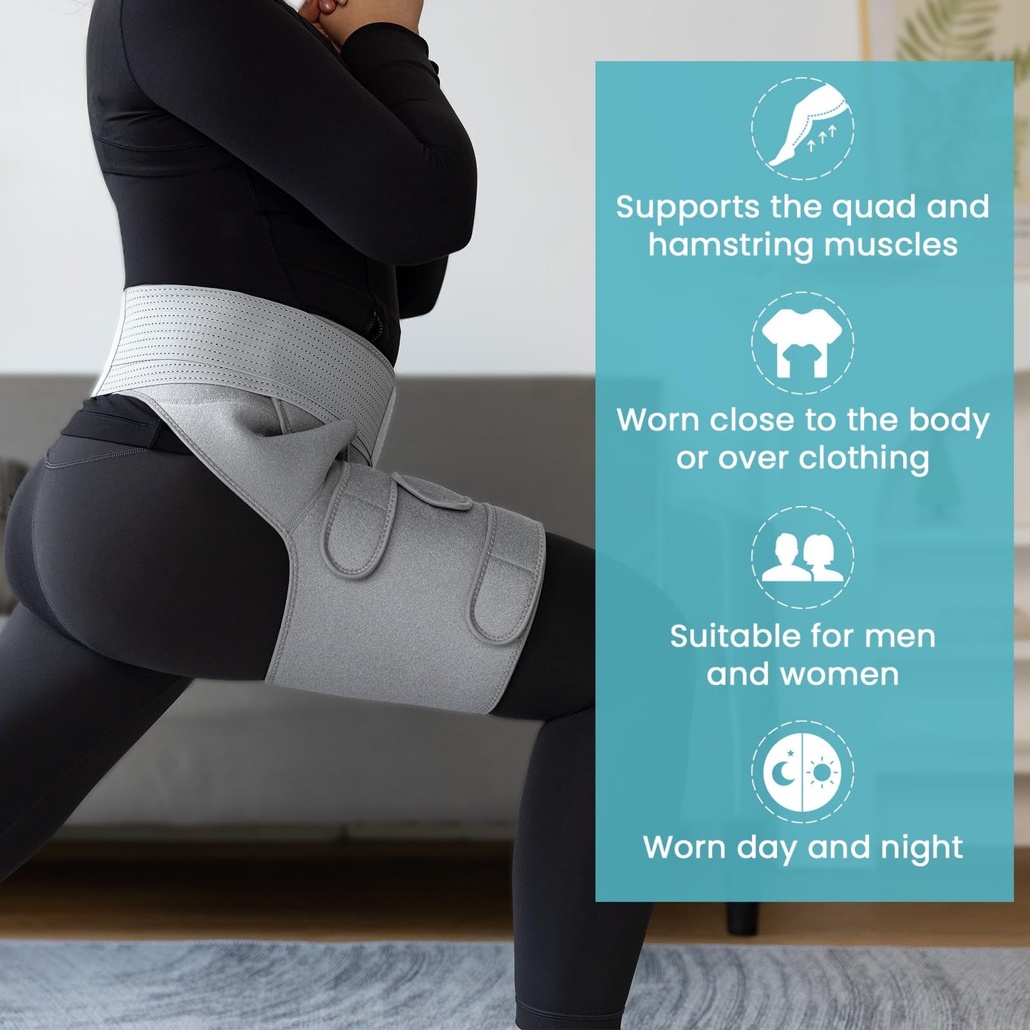UYU ESENCE Hip Brace for Women & Men, Sciatica Pain Relief Devices,Adjustable Hamstring,Thigh,Groin Compression Sleeve for Sciatica Nerve Relief,Hip Flexor Compression Wrap,Sciatic Nerve Brace