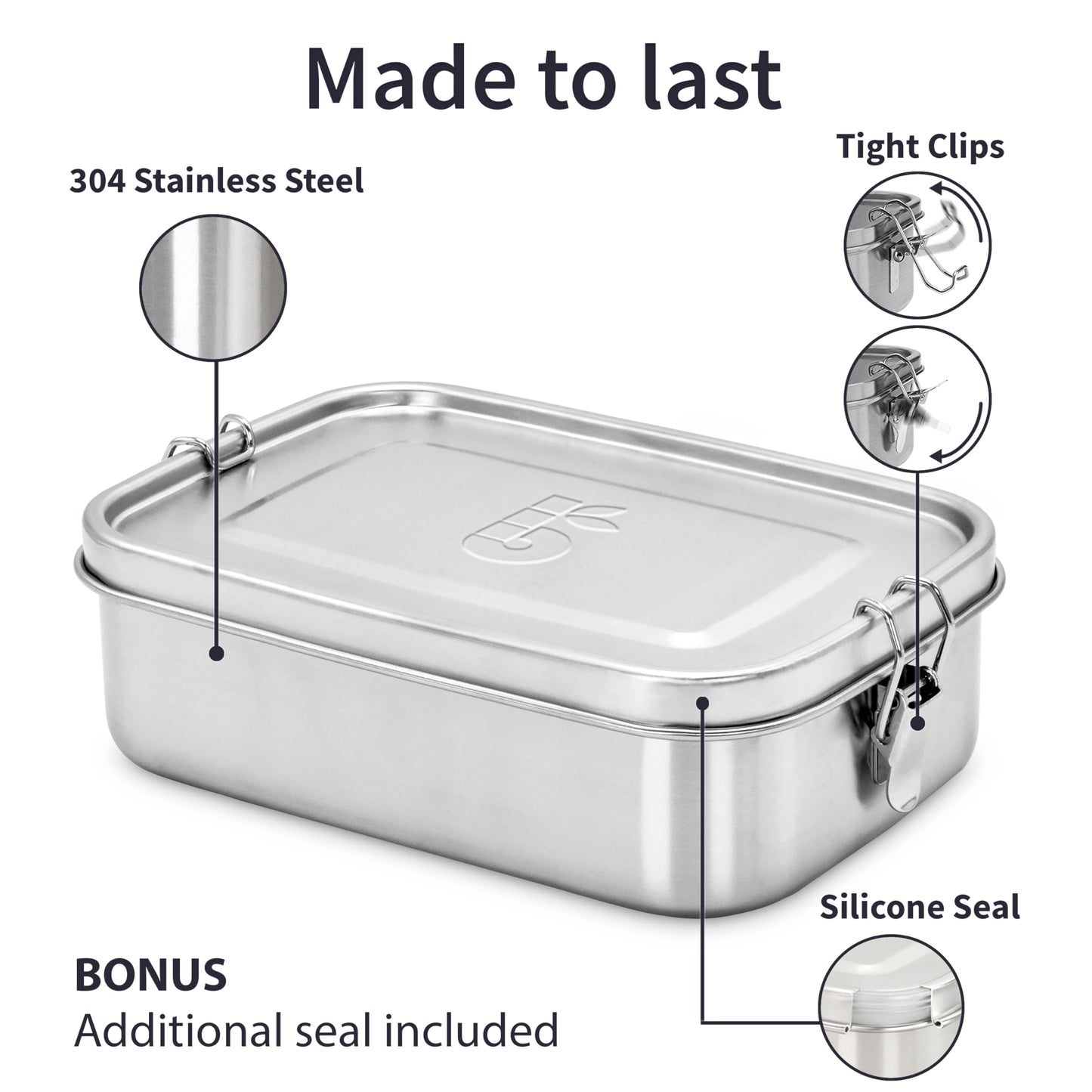 Bambaw Stainless Steel Bento Box 27 oz, Metal Lunch Box with Compartments, Leakproof Stainless Steel Lunch Container, BPA free Dishwasher Safe Metal Lunchbox