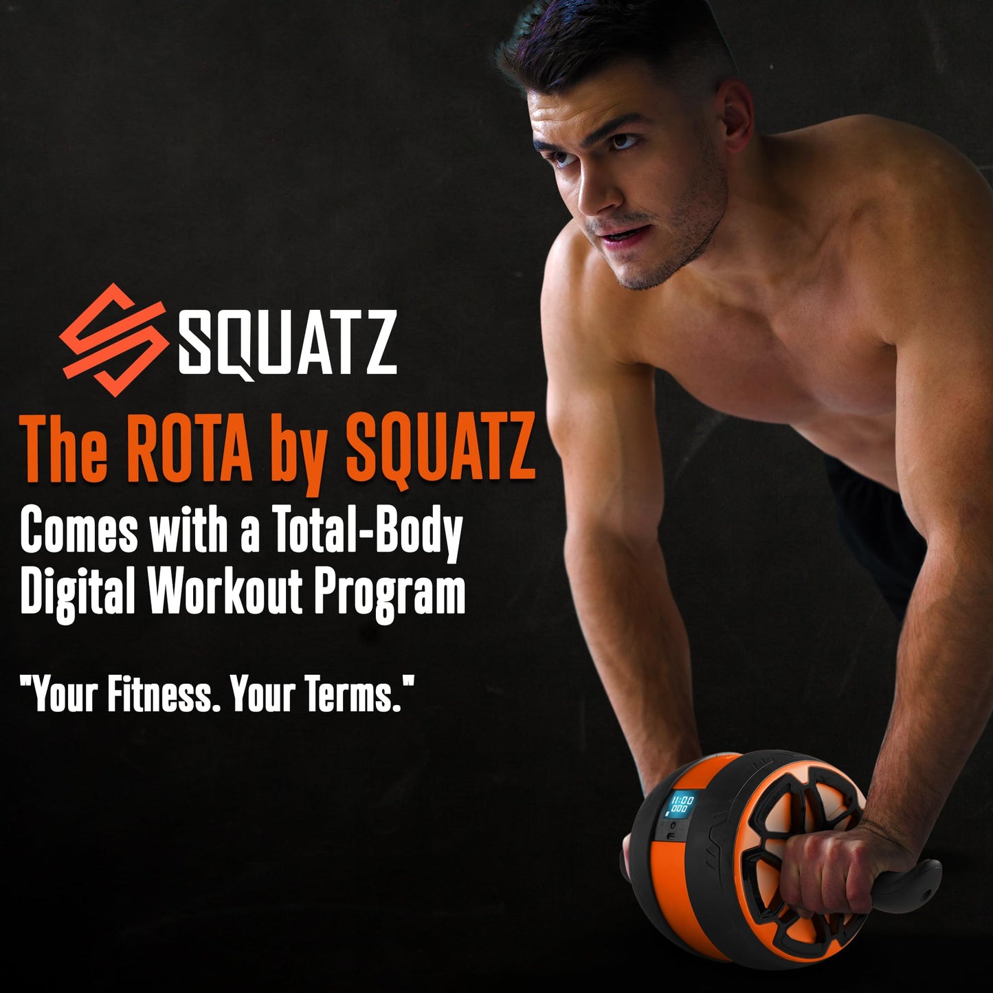 Squatz Digital Ab Roller Wheel - Ultra Wide Ab Wheel with Pilates Mat, for Abdominal and Core Strength Training with Exercise Program, With Rubber Handles, Overall Strength Builder for Men and Women