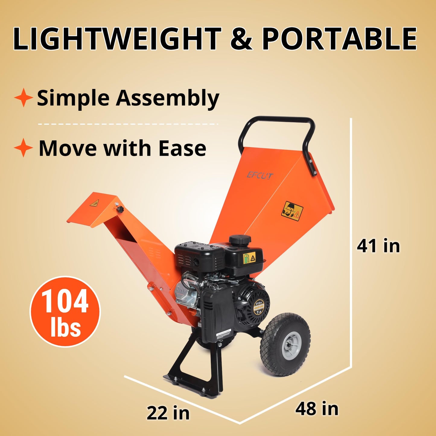 EFCUT Wood Chipper Shredder Mulcher 7HP Gas Powered Heavy Duty Compact Design 3" Inch Max Capacity (R0)