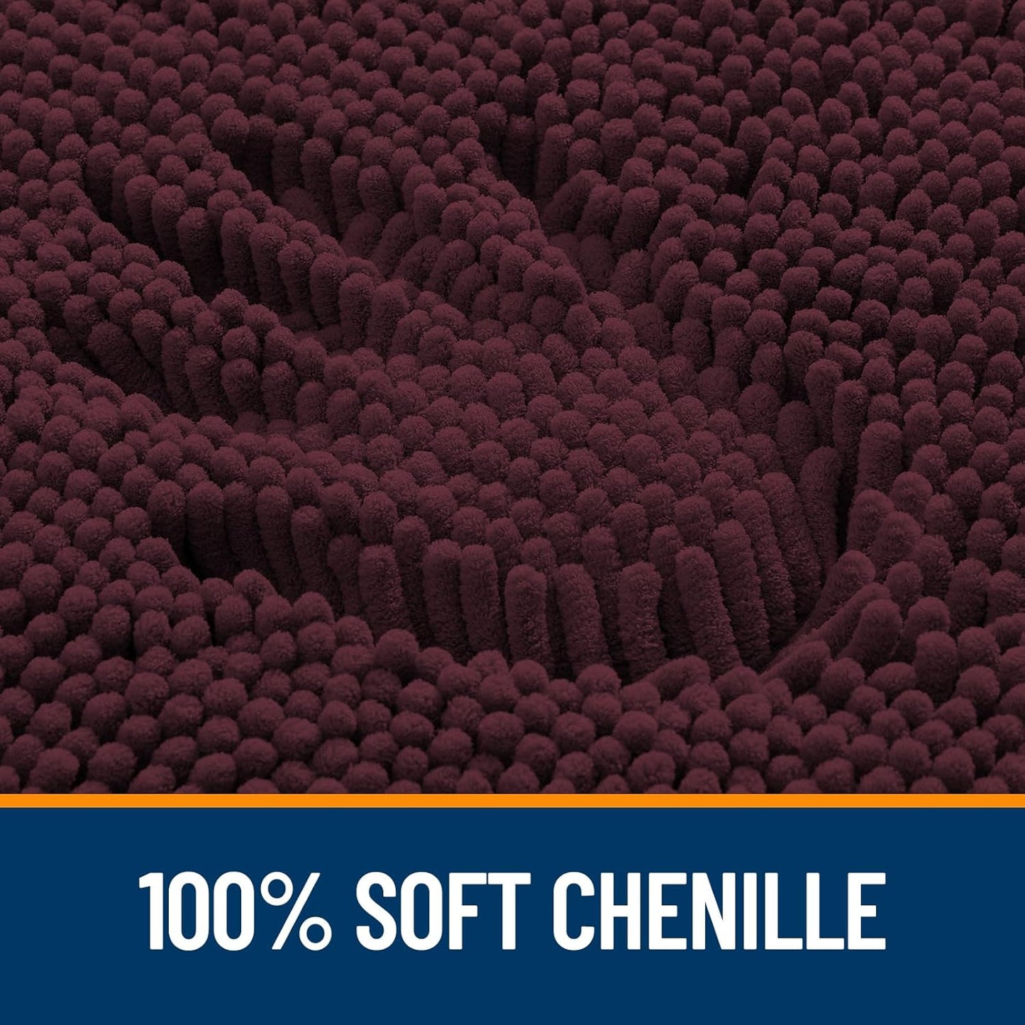 OLANLY Bathroom Runner Rugs - Soft Absorbent Chenille Bath Mats | Quick-Dry, Machine Washable, 44x24, Black Cherry