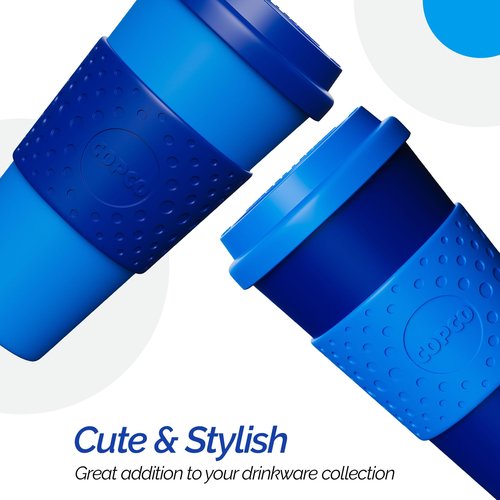Copco Acadia 16oz Travel Mug with Lid, Set of 2 Double Wall Insulated Tumbler, Non-Slip Sleeve and BPA-Free - Microwave & Dishwasher Safe, Reusable Plastic To Go Travel Coffee Mug (Navy/Blue)