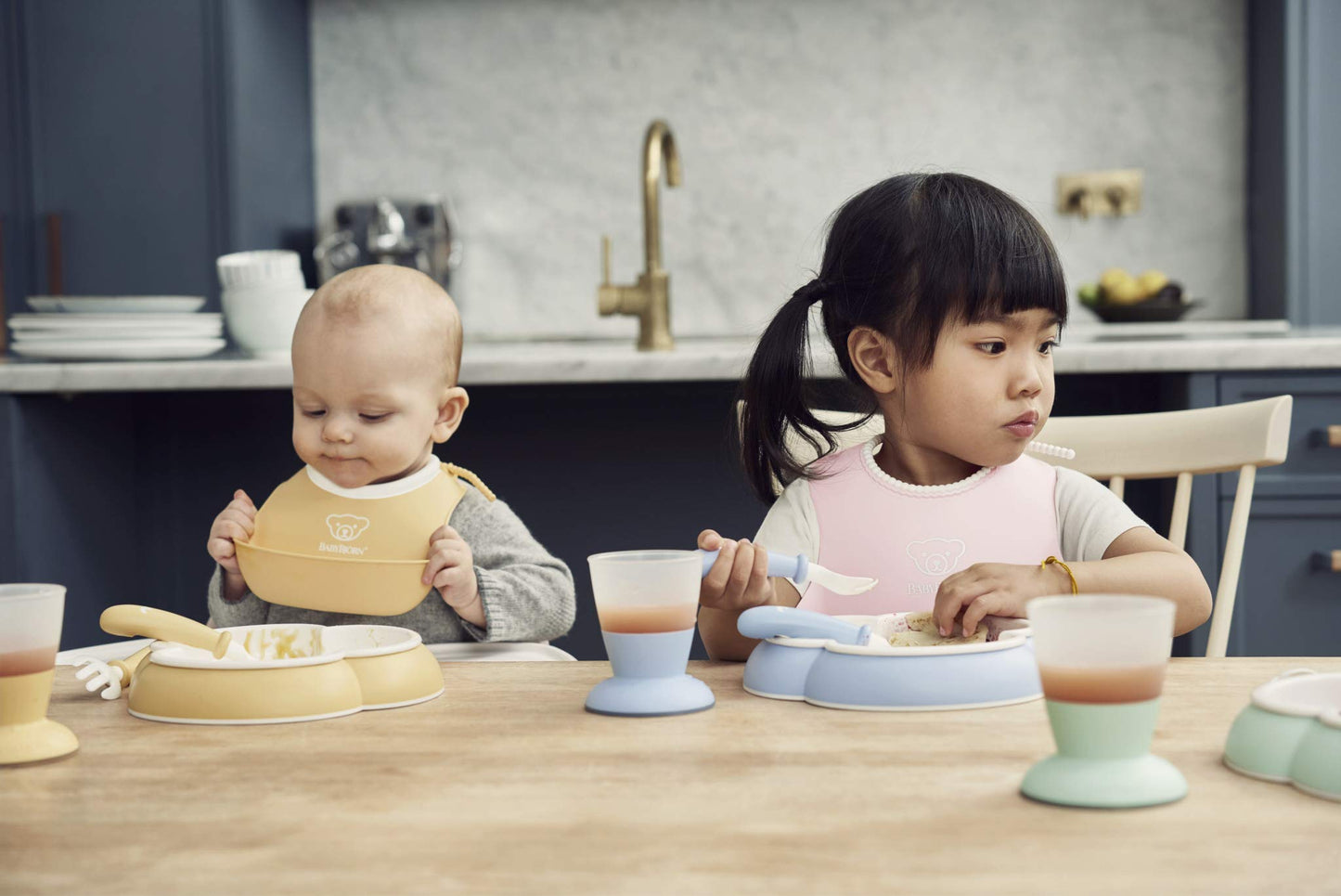 BABYBJÖRN Baby Feeding Set, Powder Pink , 4 Piece Set