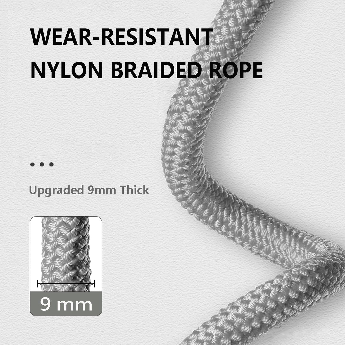 TIMEASY Weighted Jump Rope Nylon Adjustable - Tangle-Free Jump Rope for Women, Men, Kids, and Adults with Foam Handle, Rapid Speed with Ball Bearings, 360° Rotation Jumprope for Exercise, Fitness and Training (Gray, 10 ft)