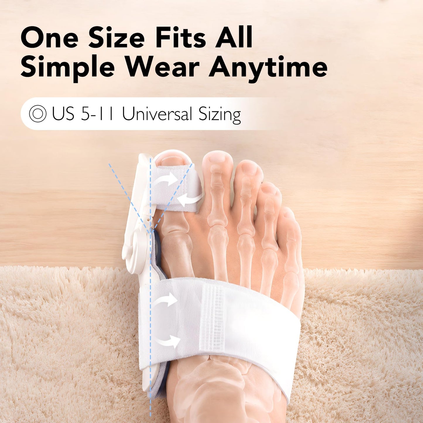 Hayruoy Bunion Corrector for Women & Men, Hallux Valgus Relief and Toe Alignment, include Toe Stretcher Band & Toe Separators, Free Size White