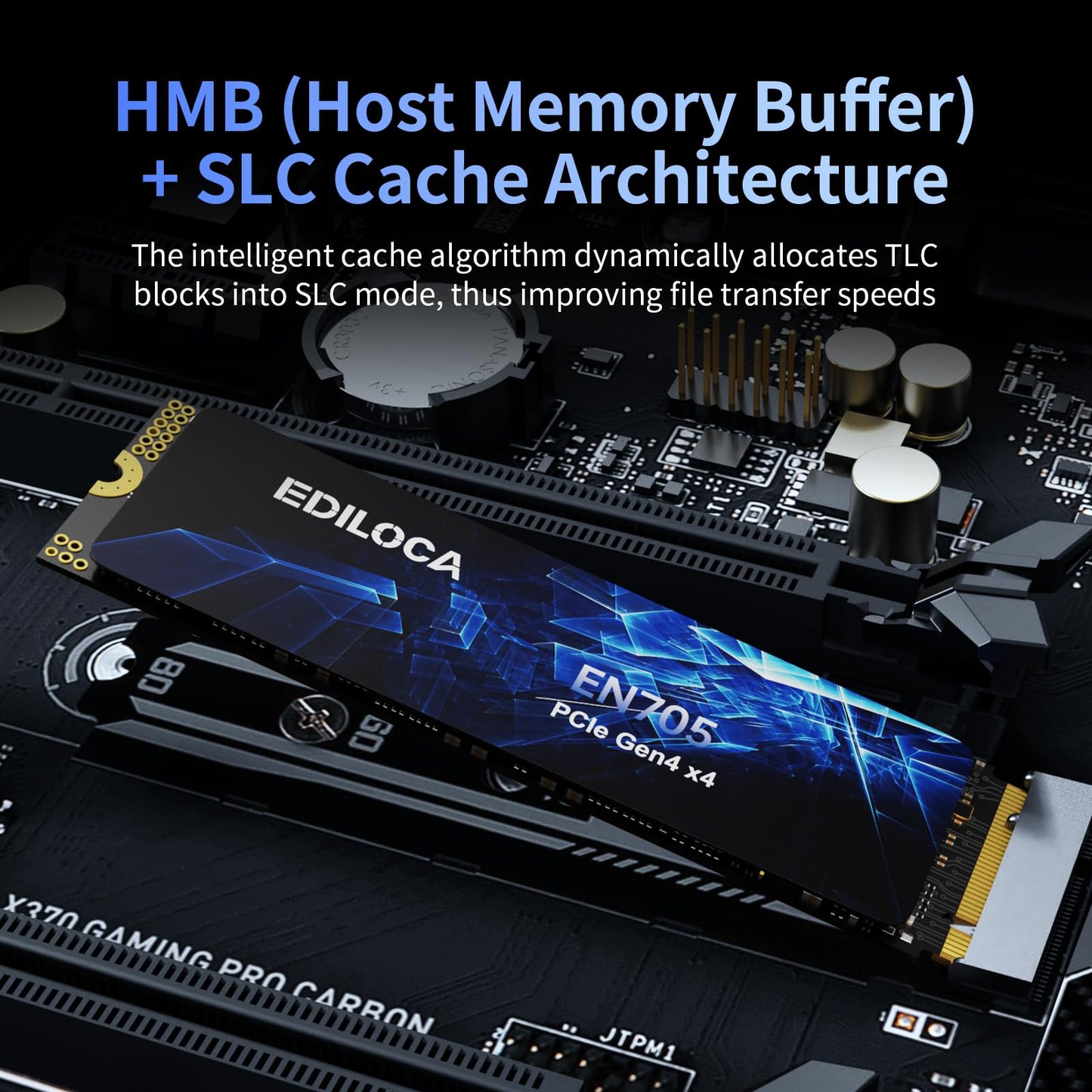 Ediloca 1TB SSD NVMe M.2 2280 PCIe Gen4 x4 Internal Solid State Drive - Up to 5000MB/s, 1TB SSD PS5 Dynamic SLC Cache, PS5 Compatible for Gaming PC Laptop(EN705)