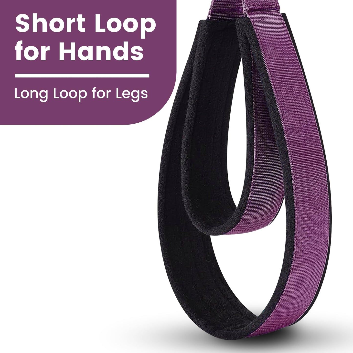 2PCS Pilates Double Loop Strap for Reformer Fitness D-Ring Straps Handle, Yoga Pilates Equipmen D-Ring Exercise Strap for Gym Workout Home (Purple)