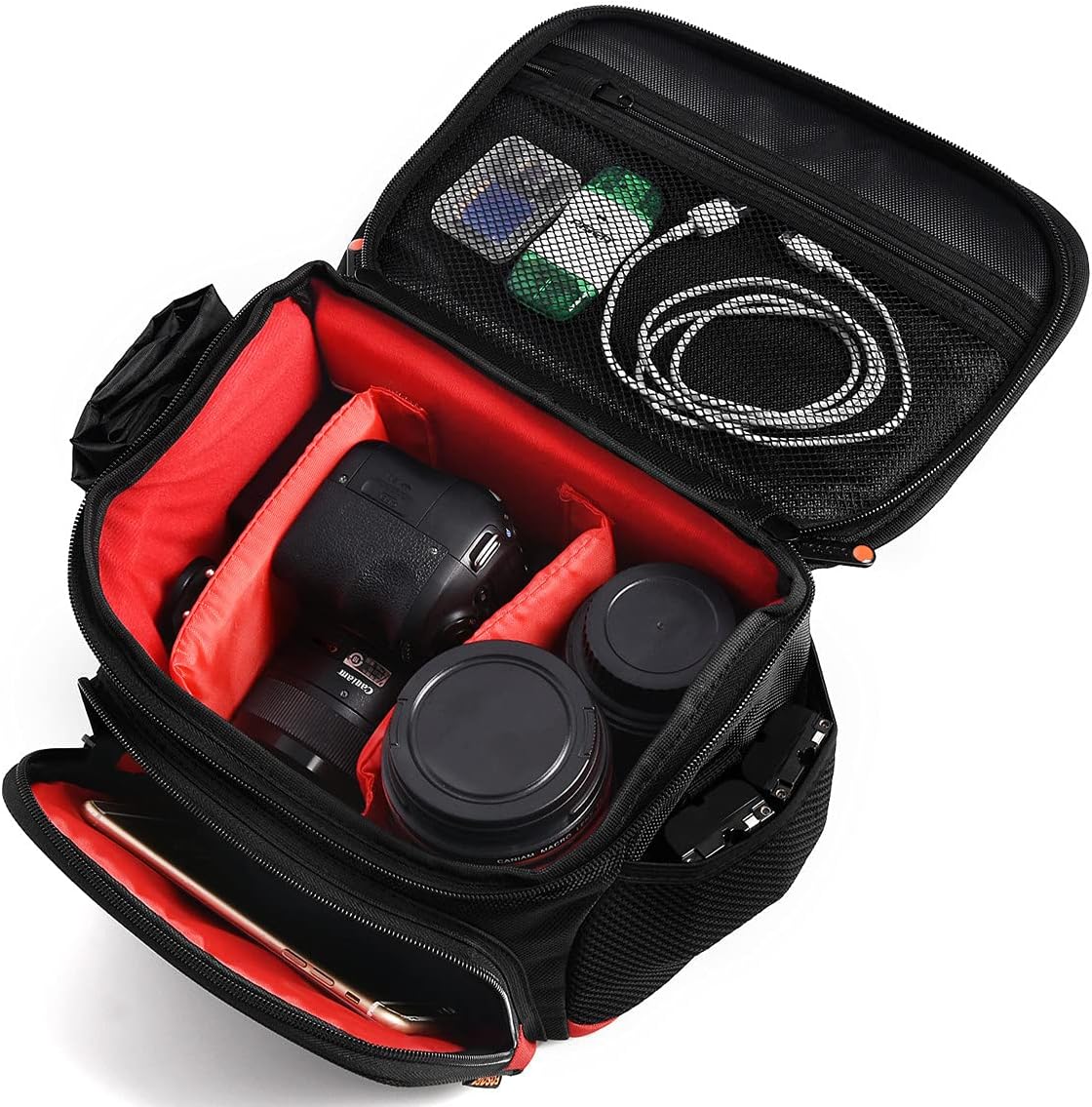FOSOTO T5i T6 T7i 5D 6D, D3400 D5600 D7200 D750 D610, A99 Shockproof DSLR Camera Shoulder Bag Case Compatible for Canon