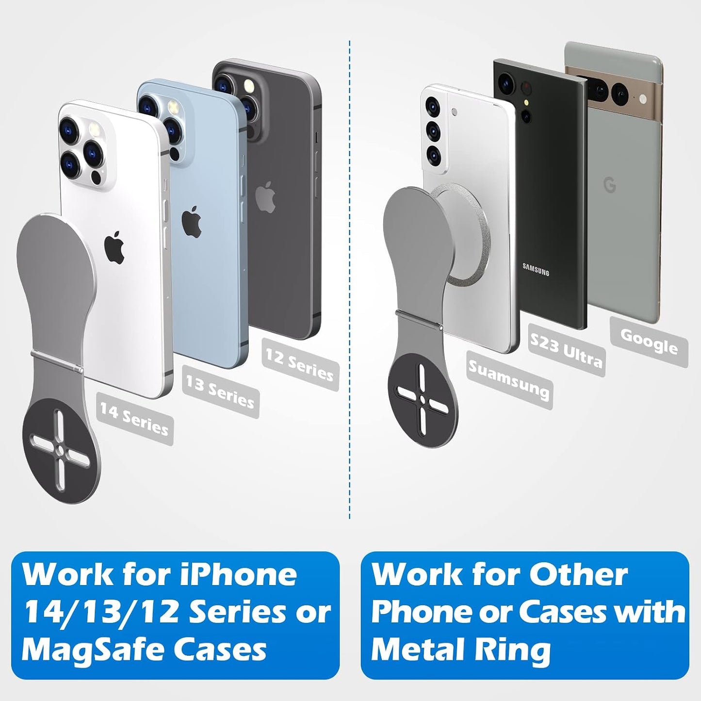 ALAFLY 1/4" Detachable Magnetic Phone Holder for Laptop & Car, Foldable Desk Phone Stand, Adjustable Magnetic Phone